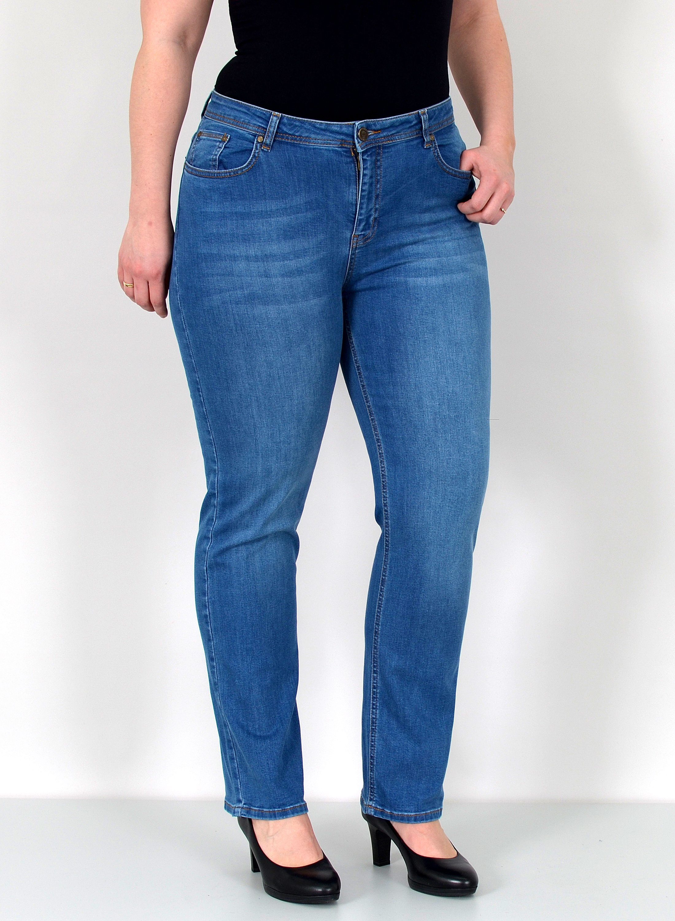 ESRA Straight-Jeans Damen Jeanshose Gerader Schnitt