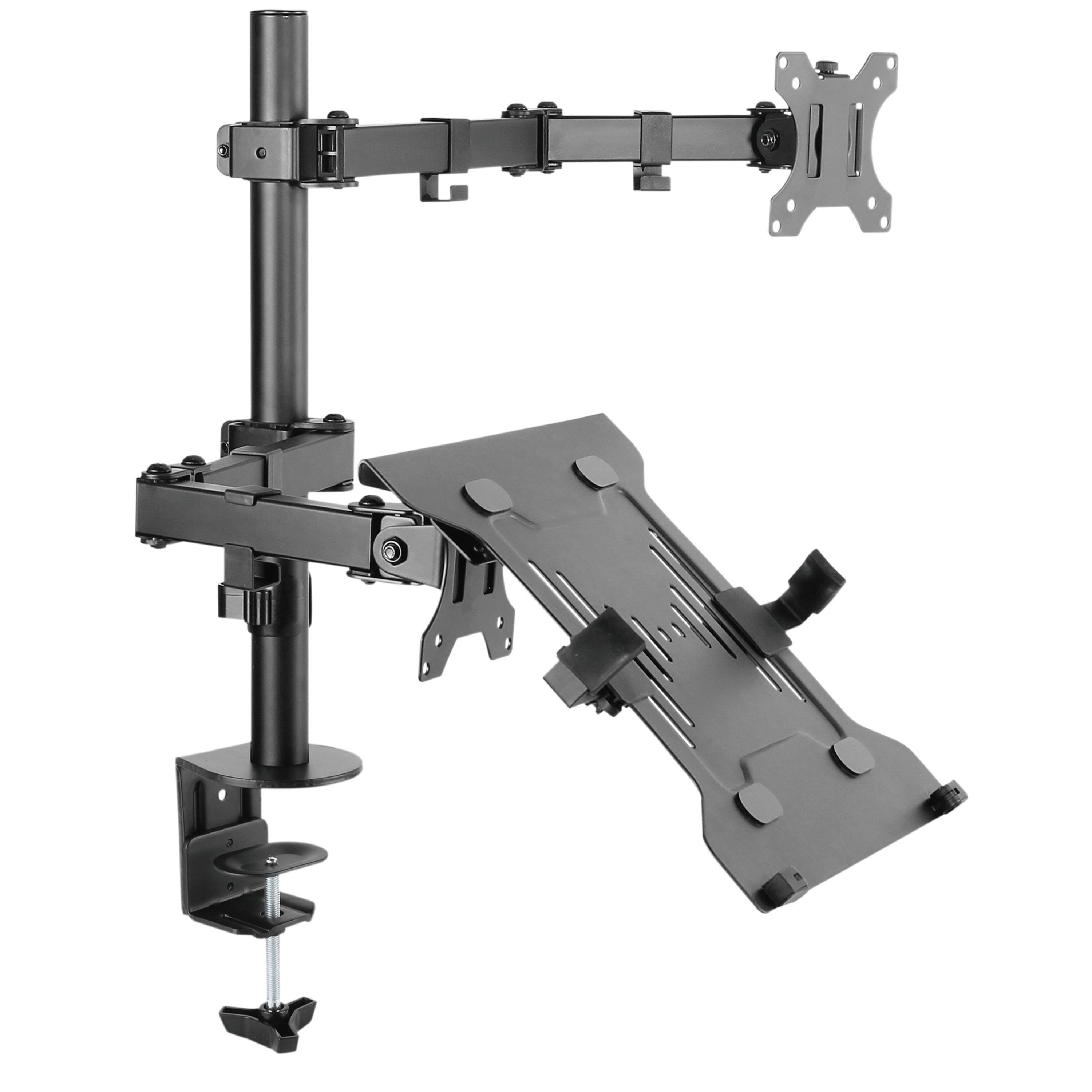 RICOO Monitor-Halterung Monitor Tischhalterung mit Laptop-Ablage