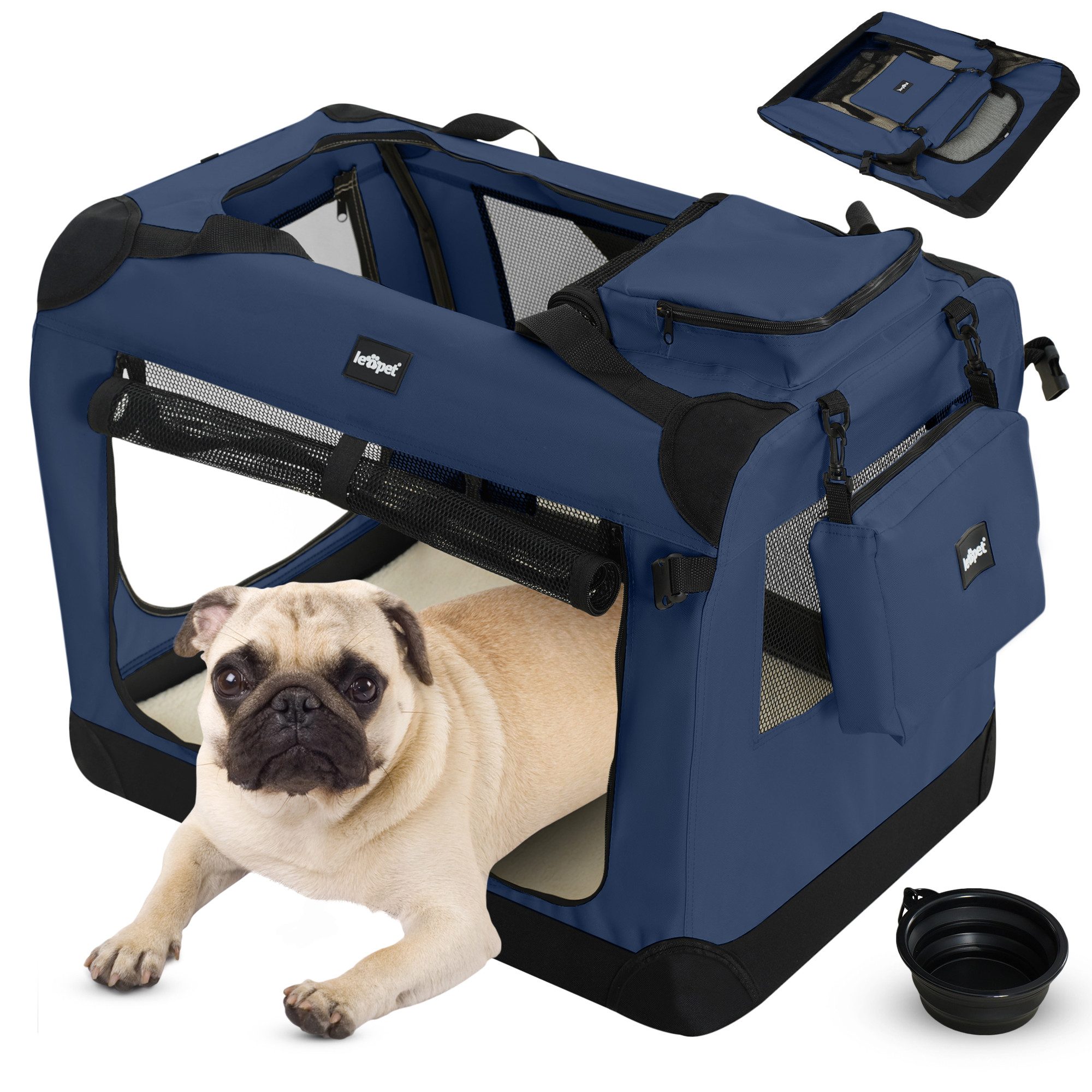 Leopet Tiertransportbox Hundetransportbox Faltbar Auto Hundebox