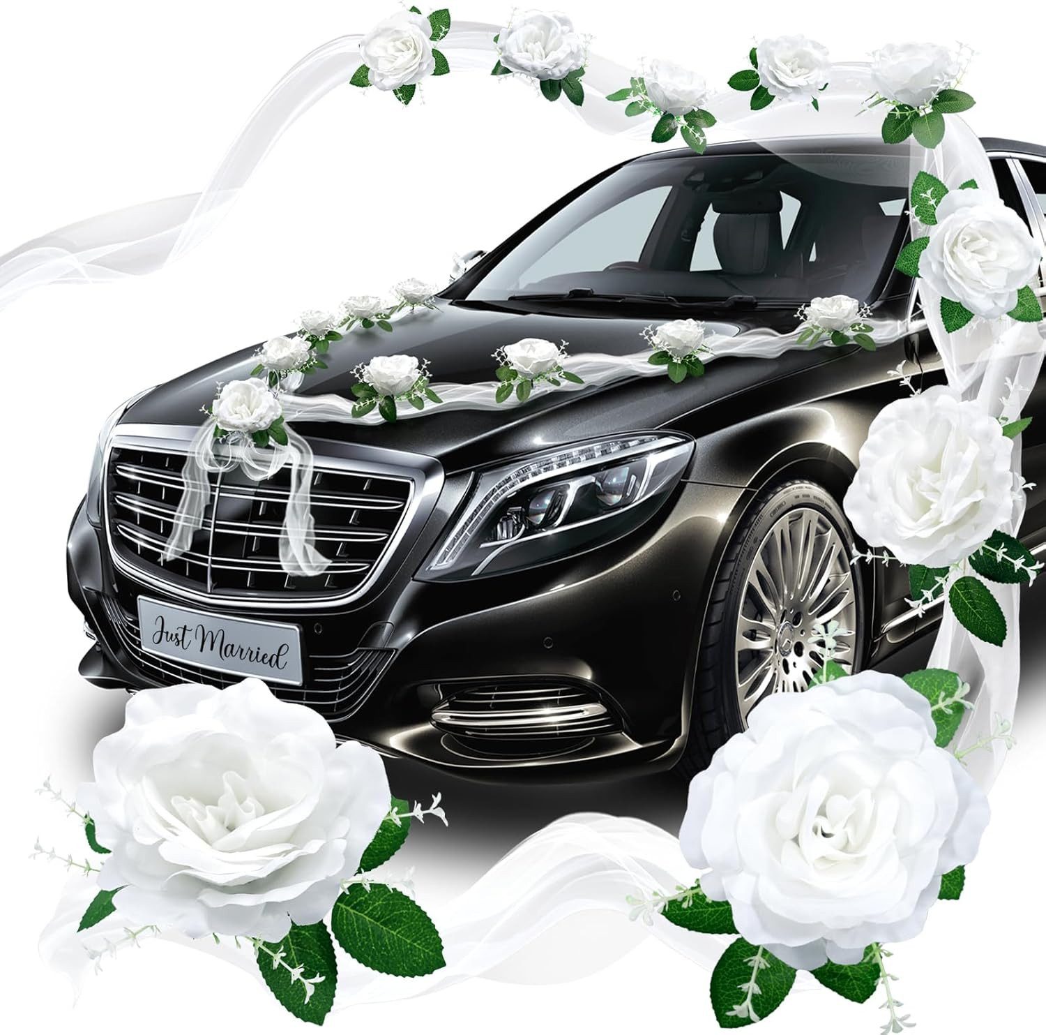 Kunstblumenstrauß Autoschmuck Hochzeit Deko, Autoschleifen Hochzeit