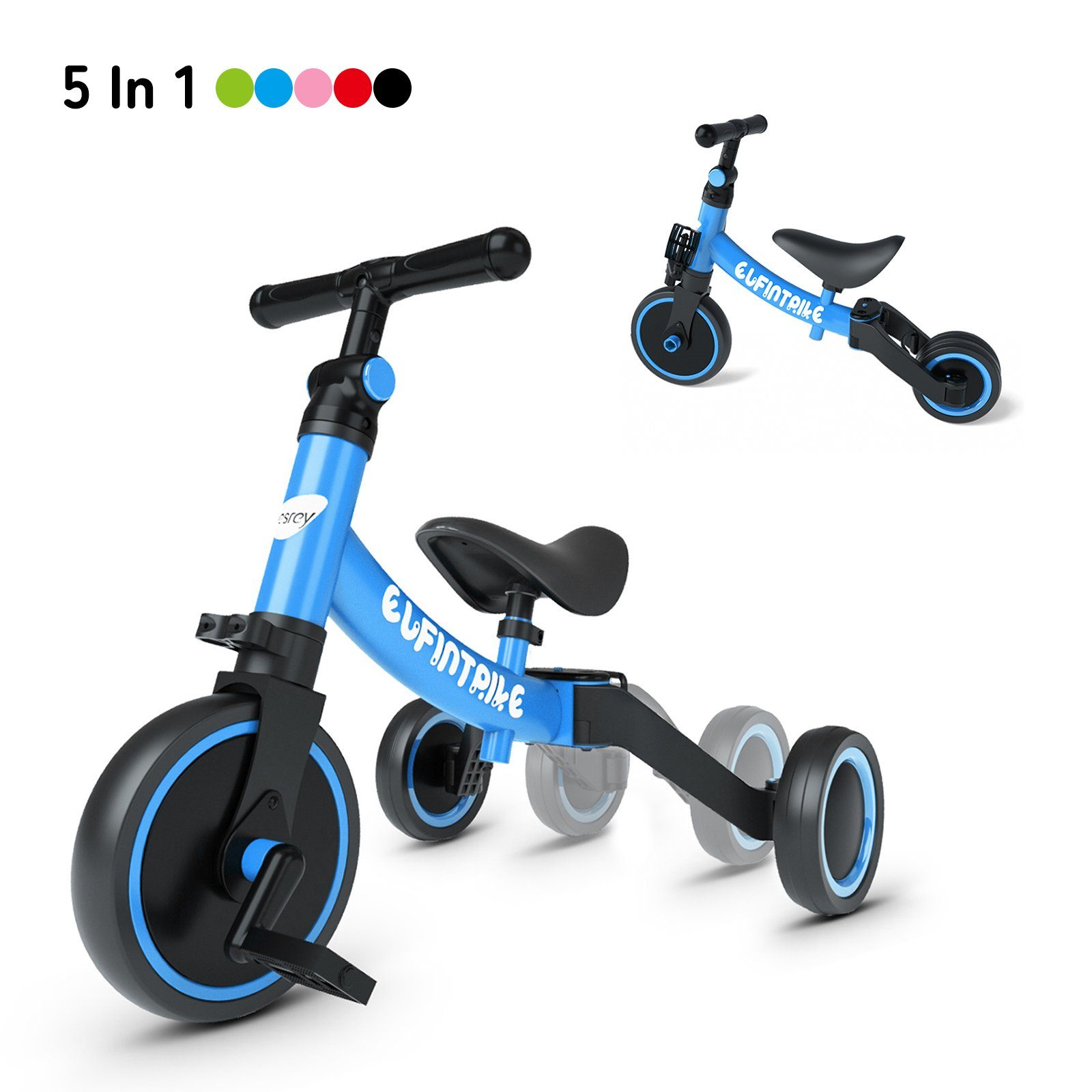 besrey Dreirad Kinderdreirad 5-in-1 Laufrad Lauffahrrad