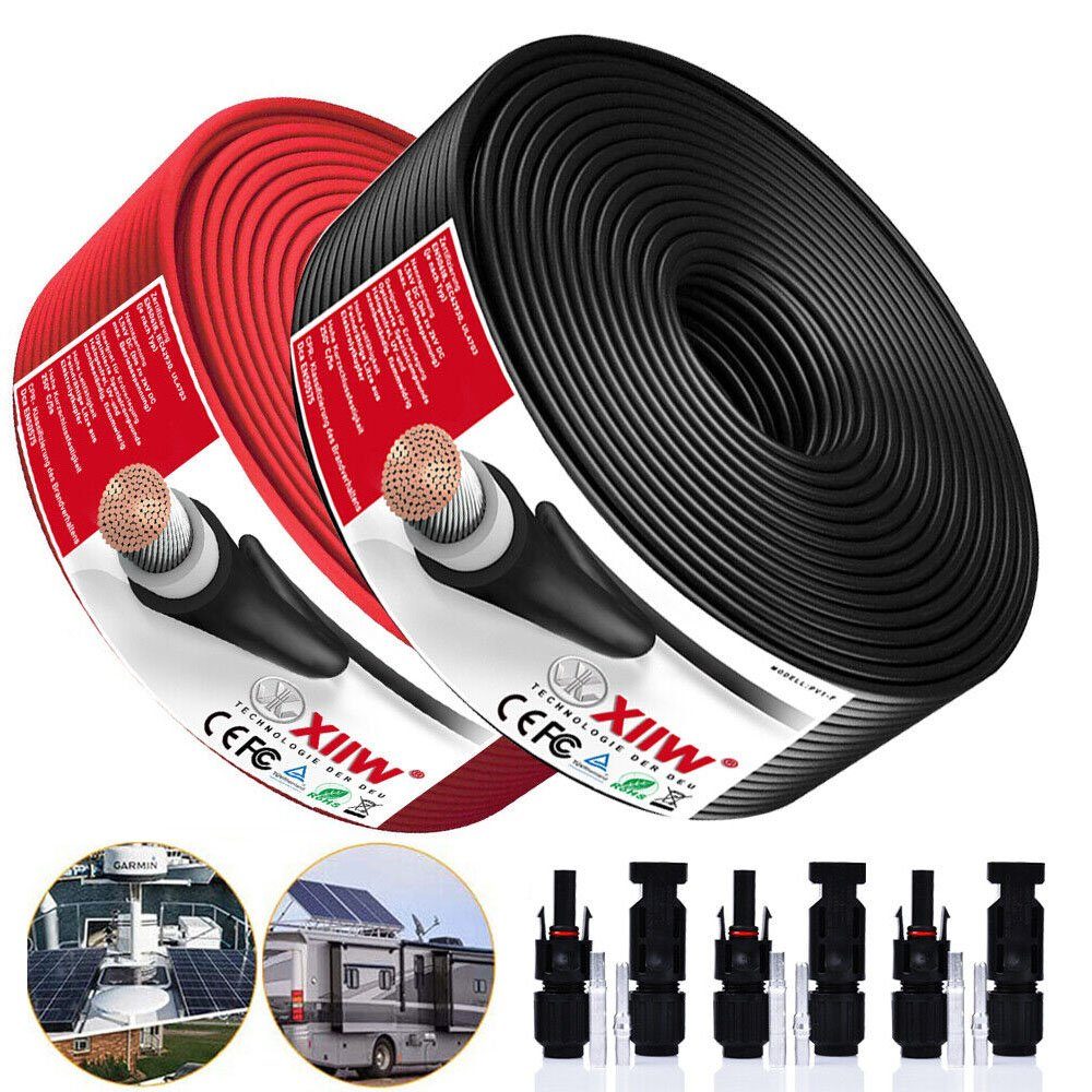 XERSEK Solaranlage 2X Schwarz+Rot Solarkabel 4mm²