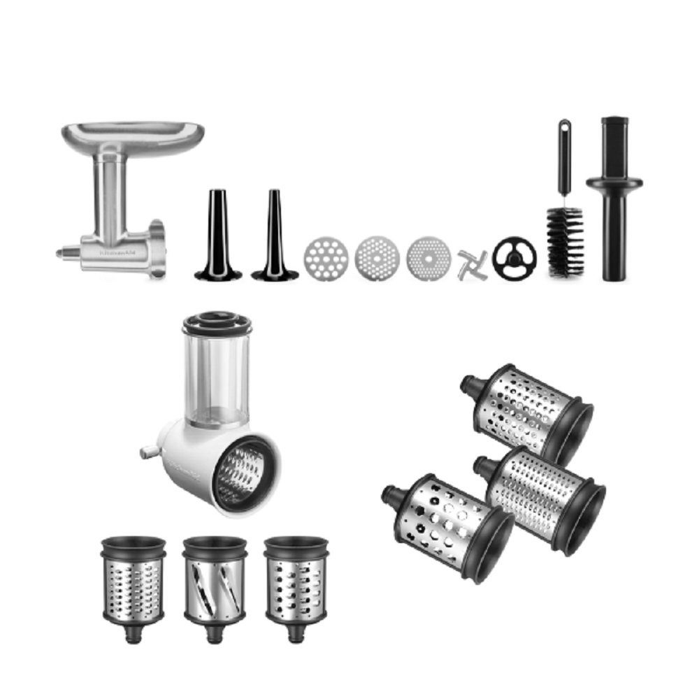 KitchenAid Gemüseschneidaufsatz KitchenAid Set Metallfleischwolf+ Gemüseschneider+