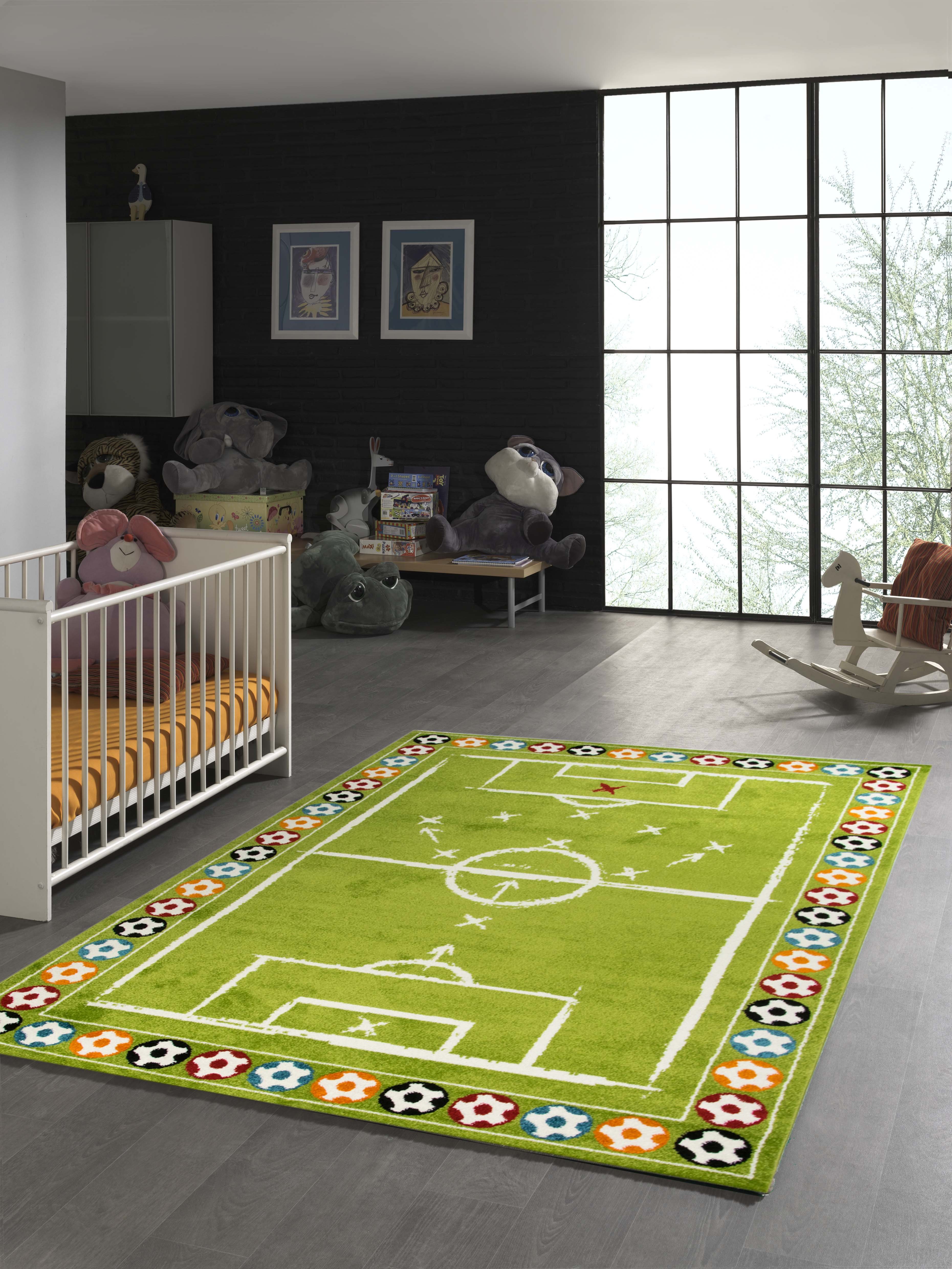 TeppichHome24 Kinderteppich Kinderteppich Teppich Fußball in