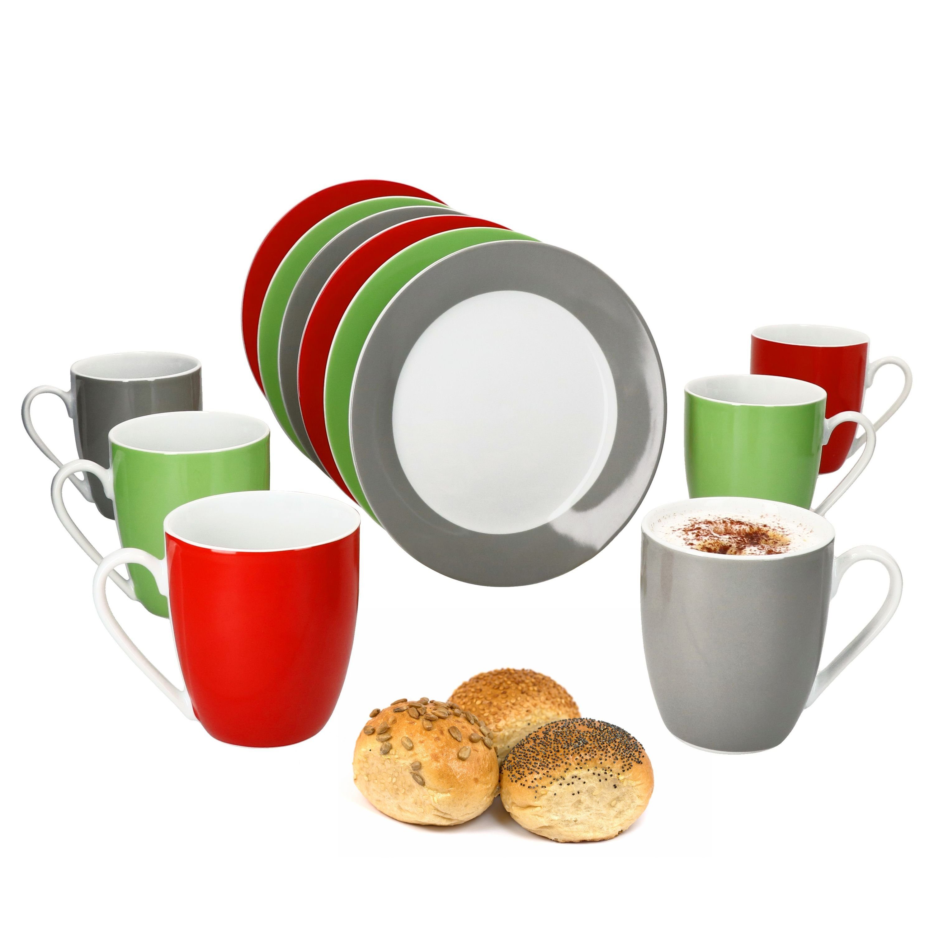 MamboCat Frühstücks-Geschirrset 12tlg Frühstücksset Variant Trio