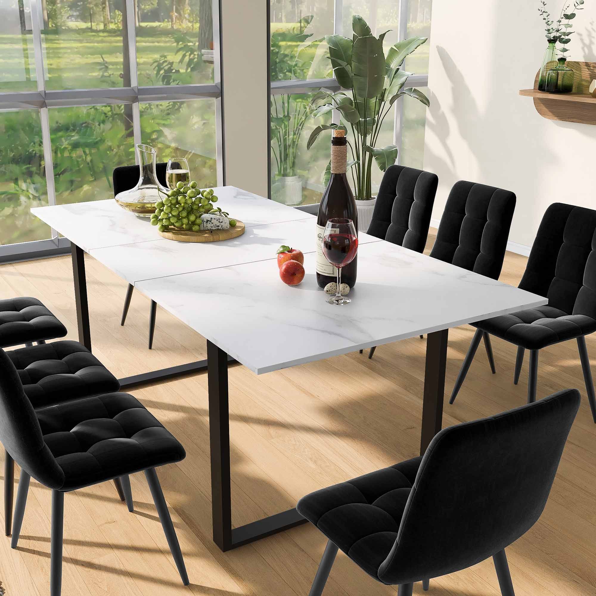 MODFU Esstisch Esstisch Teleskoptisch,Moderne Esstisch,mit Marmoroptik,Esstisch-Set