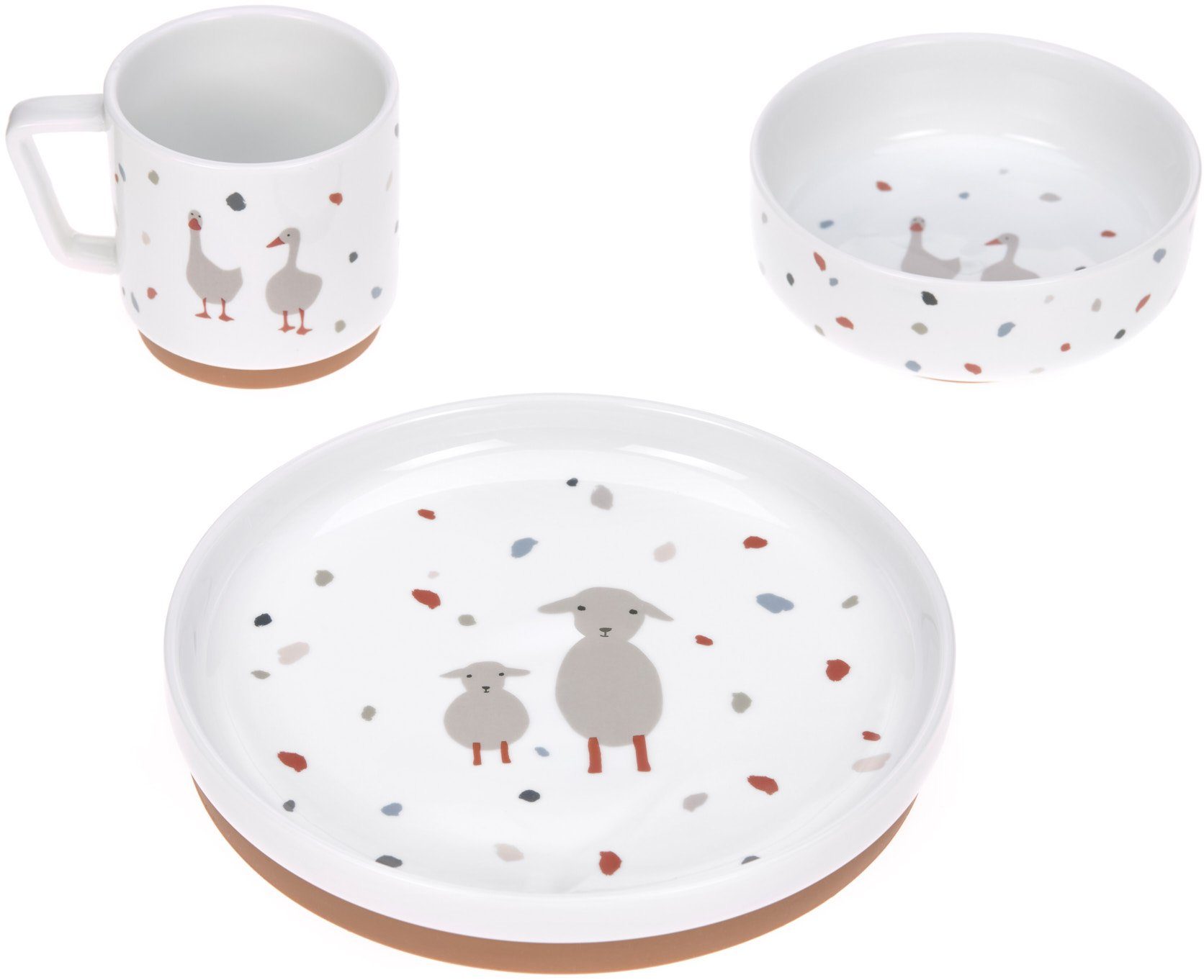 LÄSSIG Kindergeschirr-Set Tiny Farmer, Sheep/Goose (3-tlg),