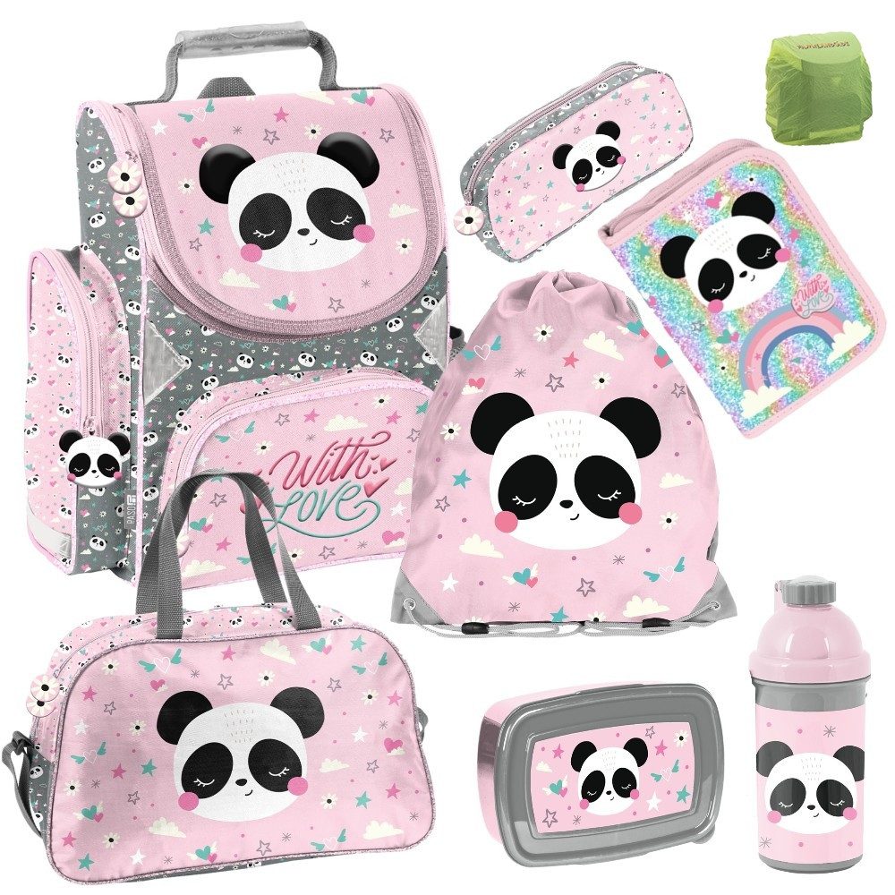 Familando Schulranzen Panda Bär Schulranzen für