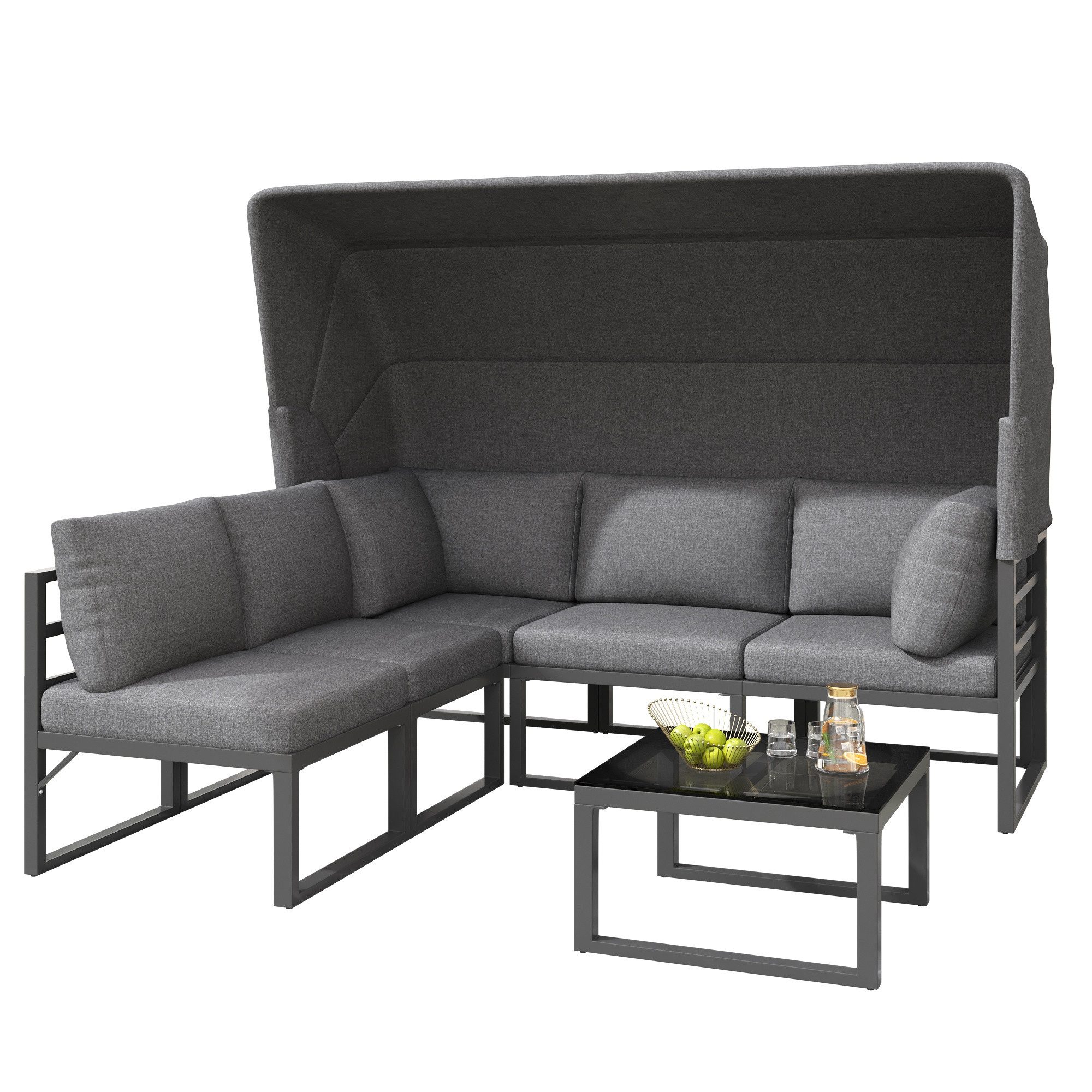 XDOVET Gartenlounge-Set Sonneninsel-Sitzgruppe wasserfest für 4-6