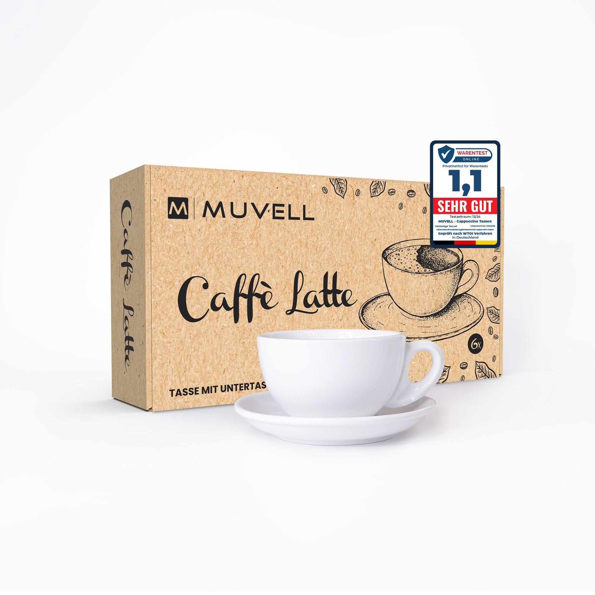 MUVELL Tasse Milchkaffee Set 6 Tassen