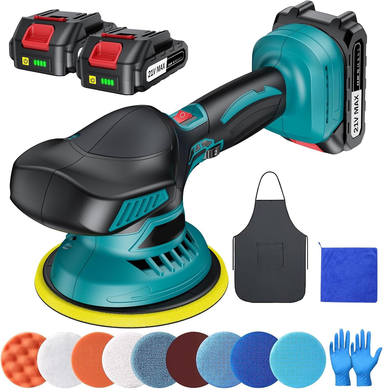 Athlix Akku-Poliermaschine Poliermaschine Kabellos mit 2