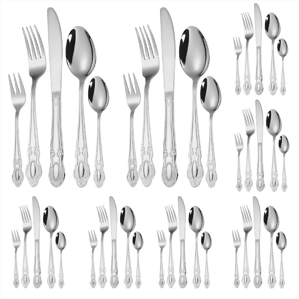 UniqueFire Besteck-Set 40teilig Silberbesteck-set 8 Personen