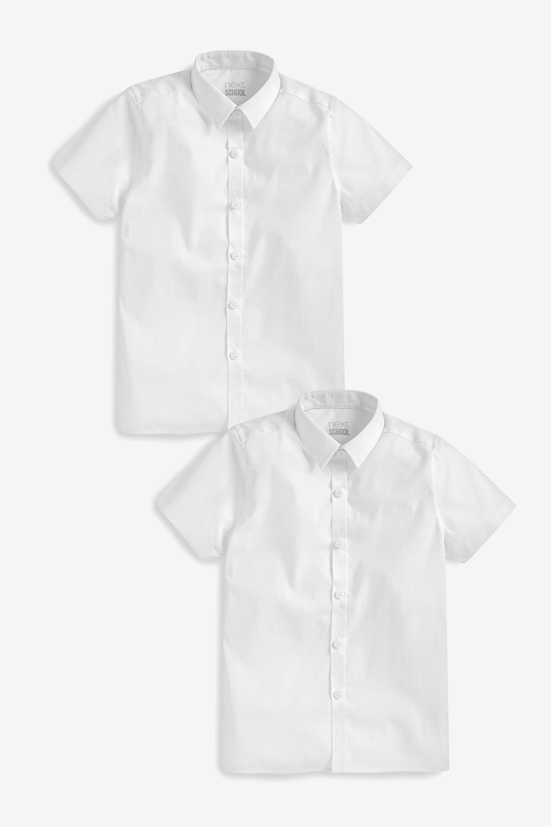 Next Kurzarmhemd Kurzärmelige Stretch-Hemden im 2er-Pack