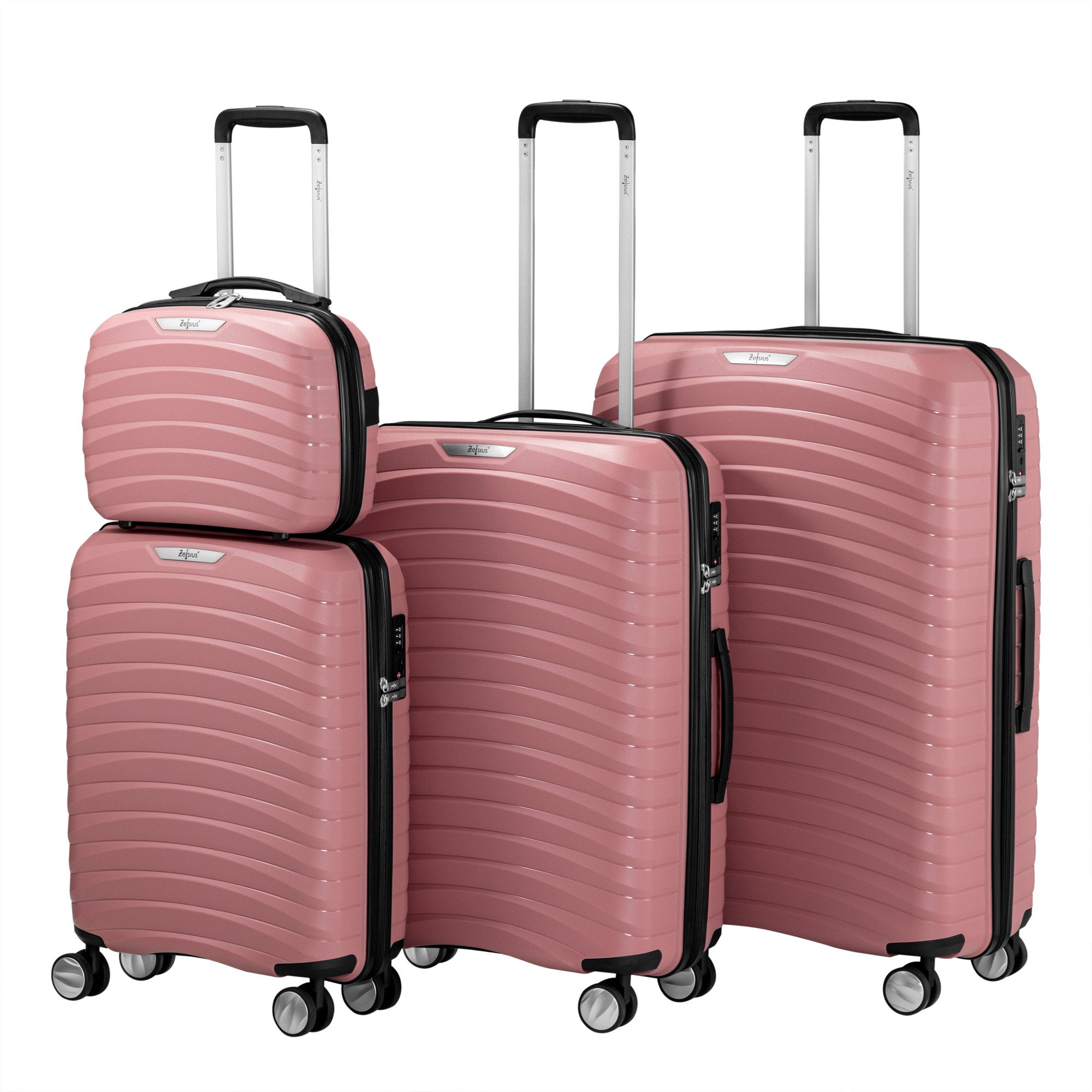 Zelsius Kofferset 4 Stück, Rosa, Hartschalenkoffer