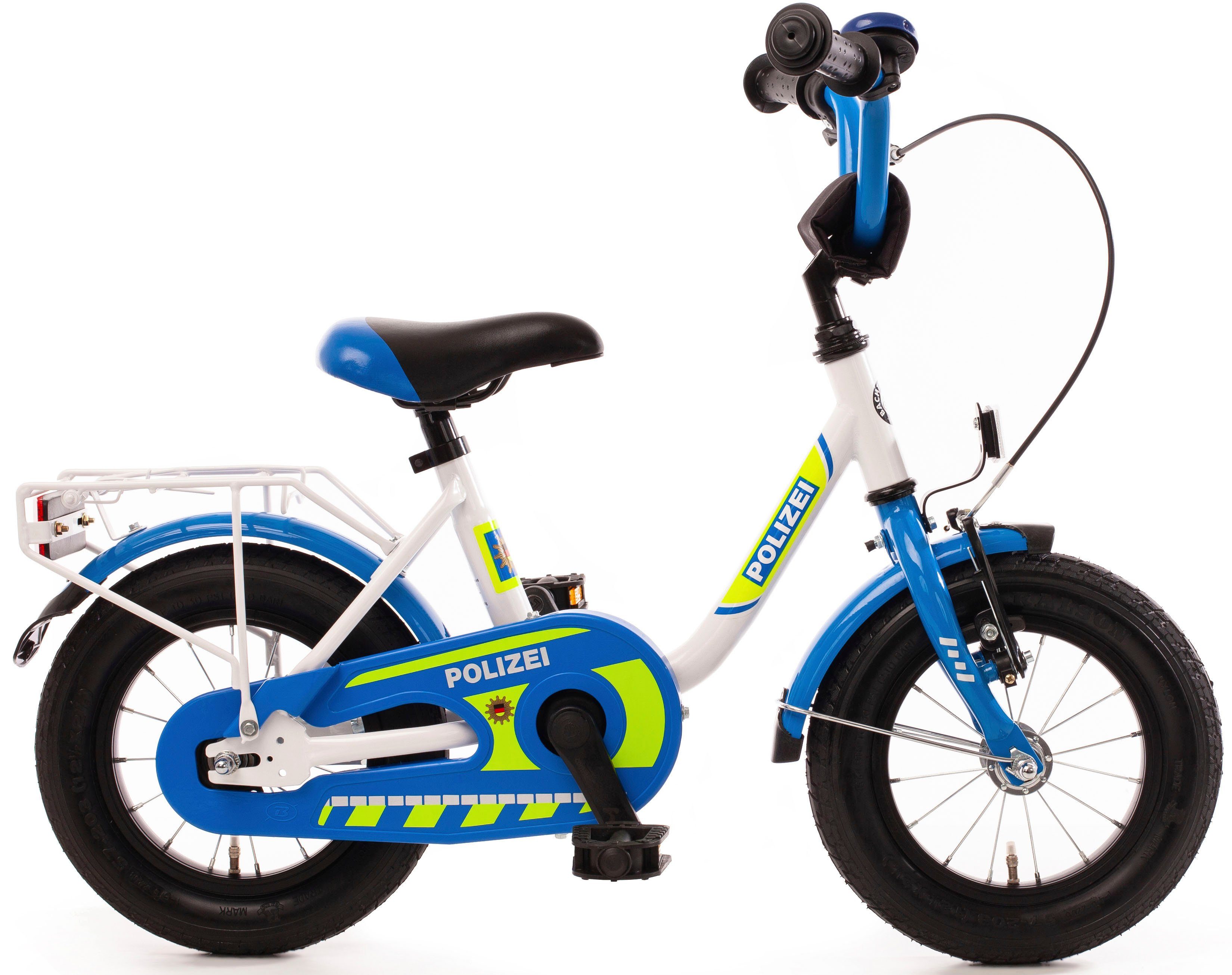 Bachtenkirch Kinderfahrrad 12' Kinderfahrrad 'POLIZEI' kristall-weiß/blau/neon,