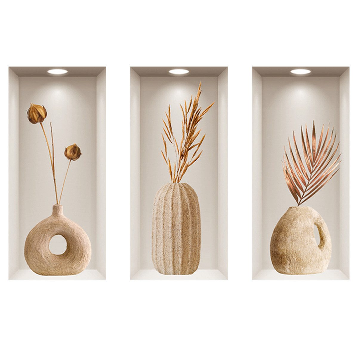 ZEUOPQ 3D-Wandtattoo Wandaufkleber Aquarell Vase (Erdige