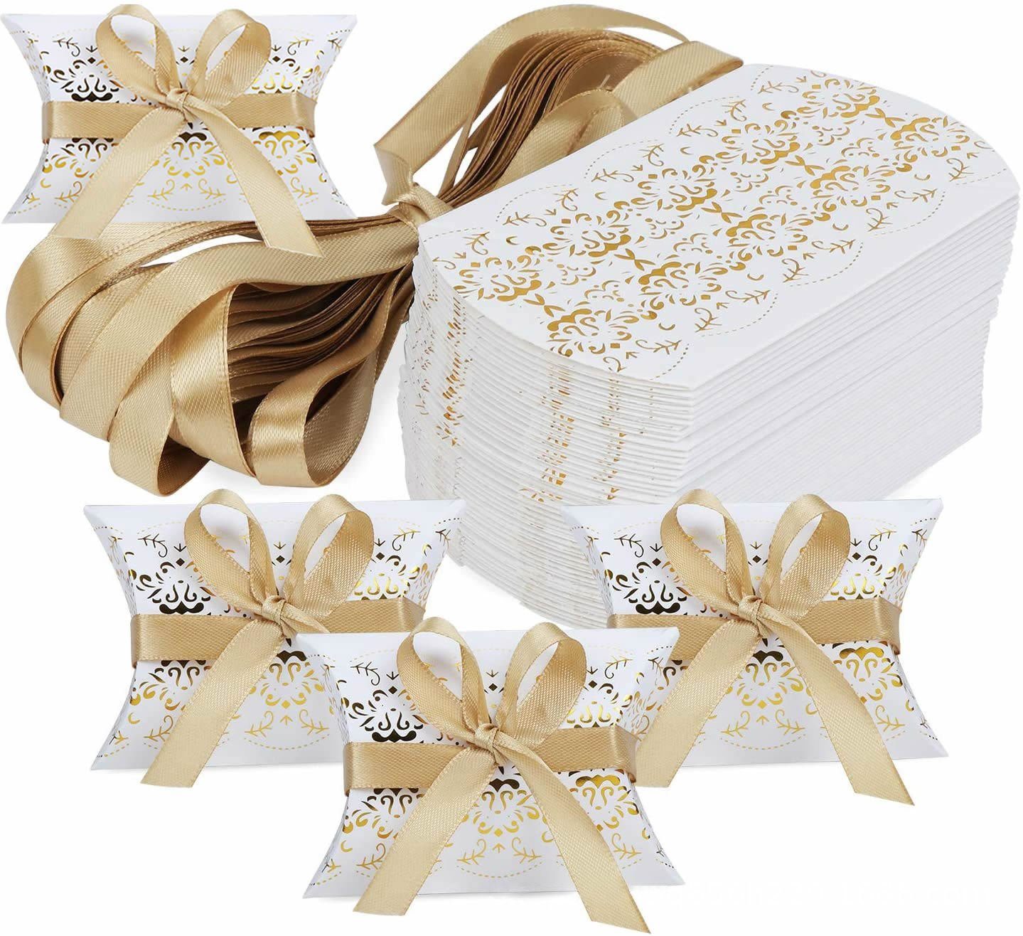 Coonoor Geschenkbox 50 Stück Print Kissen-Form-Hochzeits-Geschenkboxen,Süßigkeiten-Box,