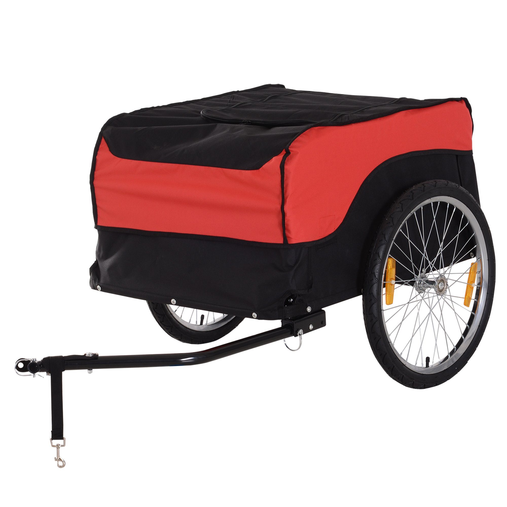 HOMCOM Fahrradlastenanhänger Lasten-Fahrradanhänger, Rot+Schwarz 130 x