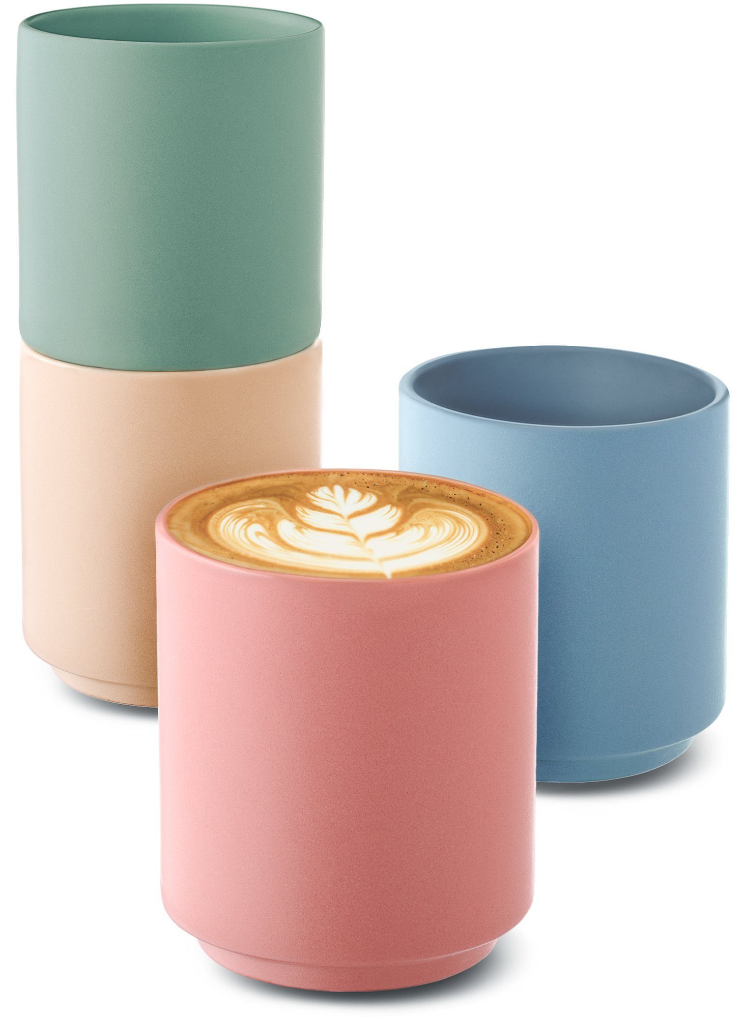 Cosumy Cappuccinotasse 4 Cappuccino tassen Pastellfarben