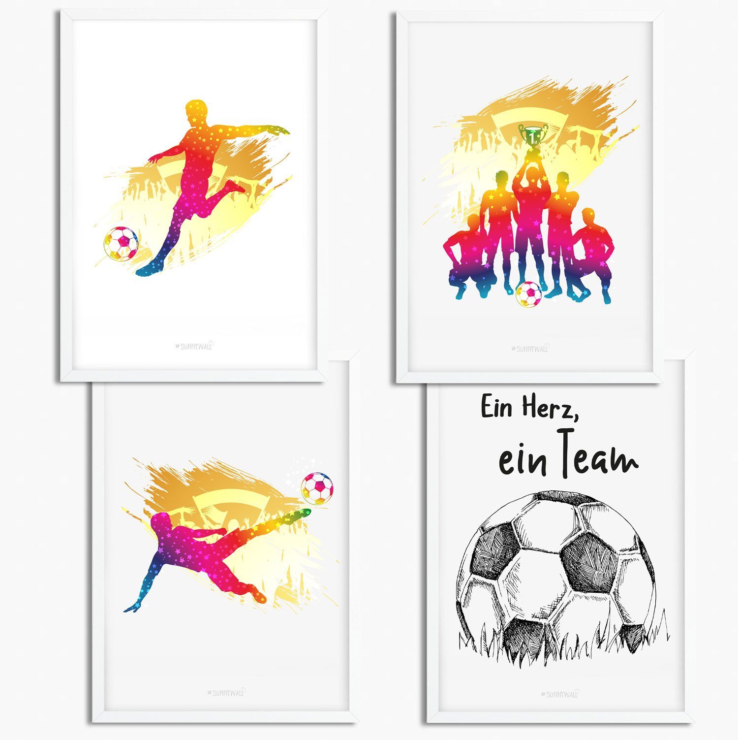 Sunnywall Poster Poster Kinderzimmer Fussball (4er