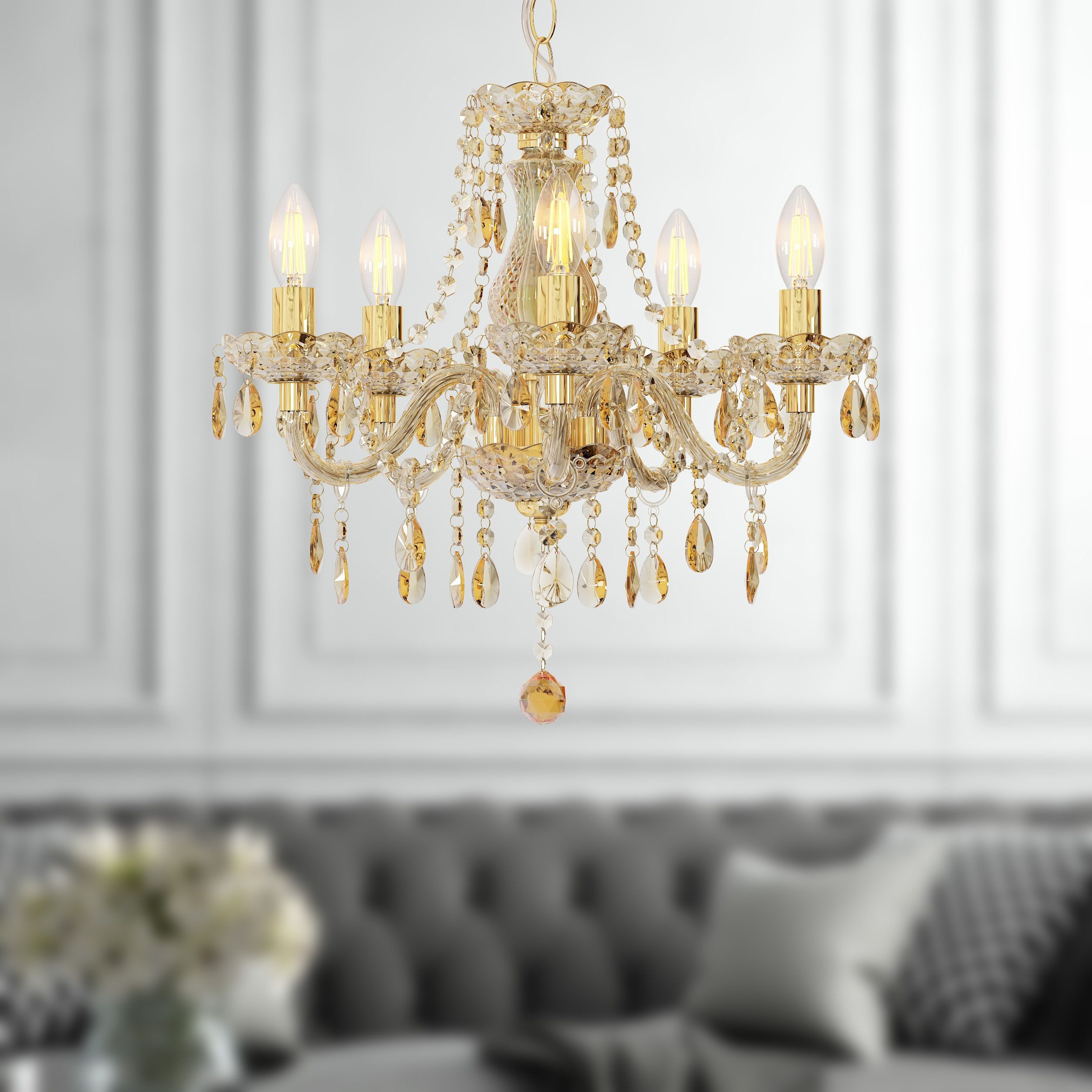 bmf-versand Kronleuchter Kronleuchter Wohnzimmer Gold Kristall