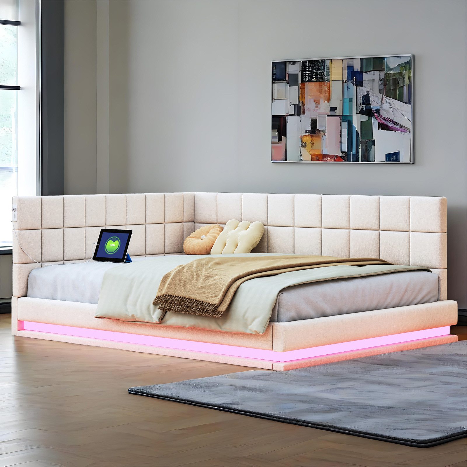 REDOM Schlafsofa Polsterbett,Funktionsbett,Jugendbett, Multifunktionales Polsterbett-Schlafsofa mit