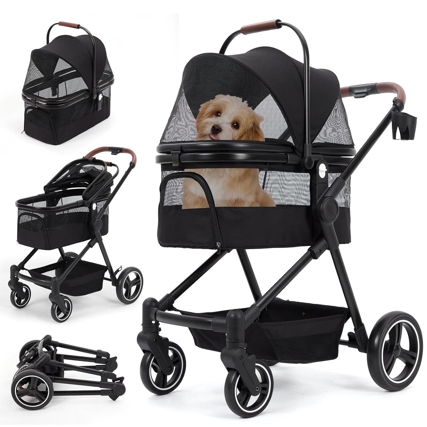 GarveeMore Hundebuggy Faltbarer 3-in-1 für Kleine