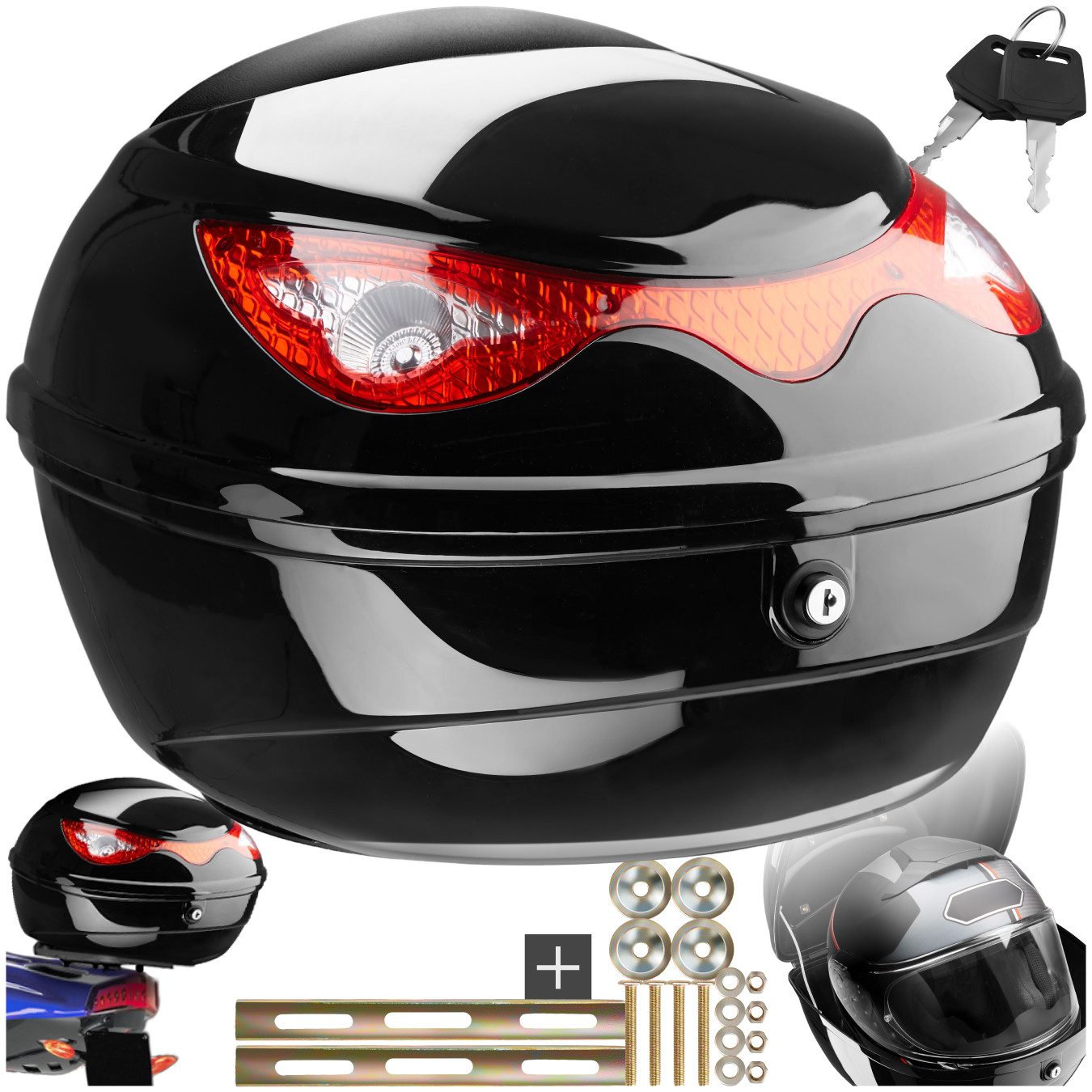 tectake Topcase Motorradkoffer, (Volumen 22 l),