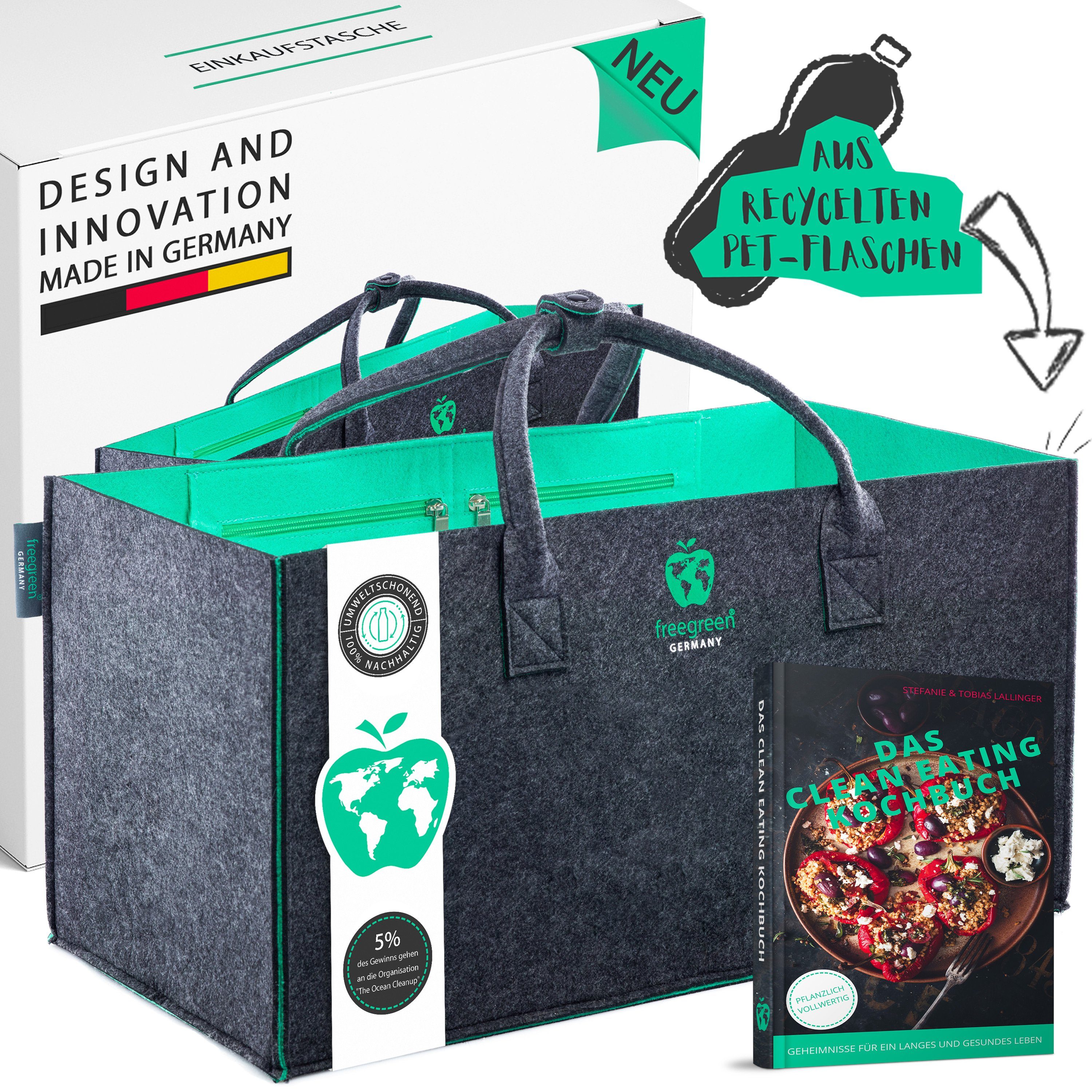 freegreen® Einkaufskorb PREMIUM« Einkaufstasche aus recycelten