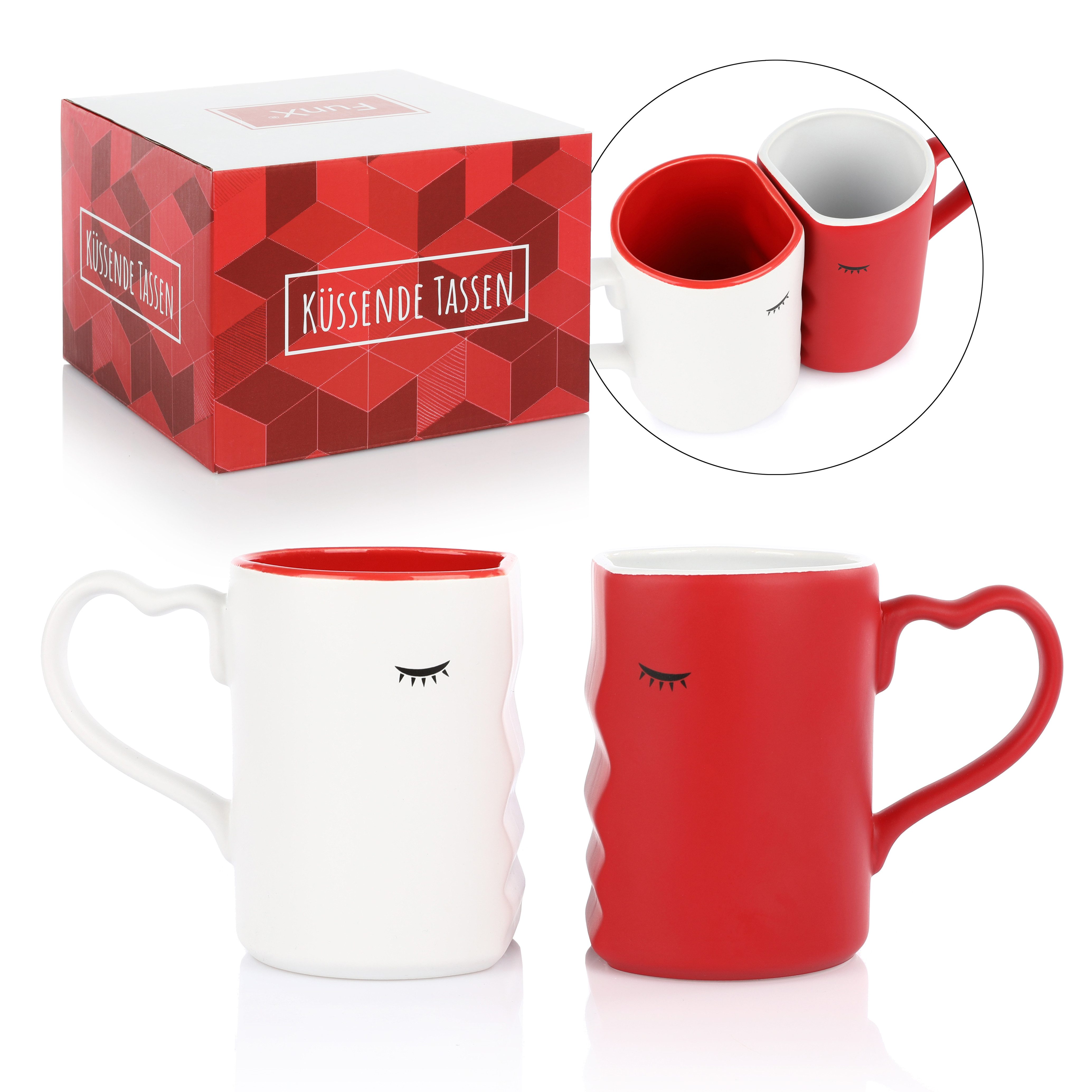 FunX Becher Küssende Tassen Kaffeebecher Geschenk