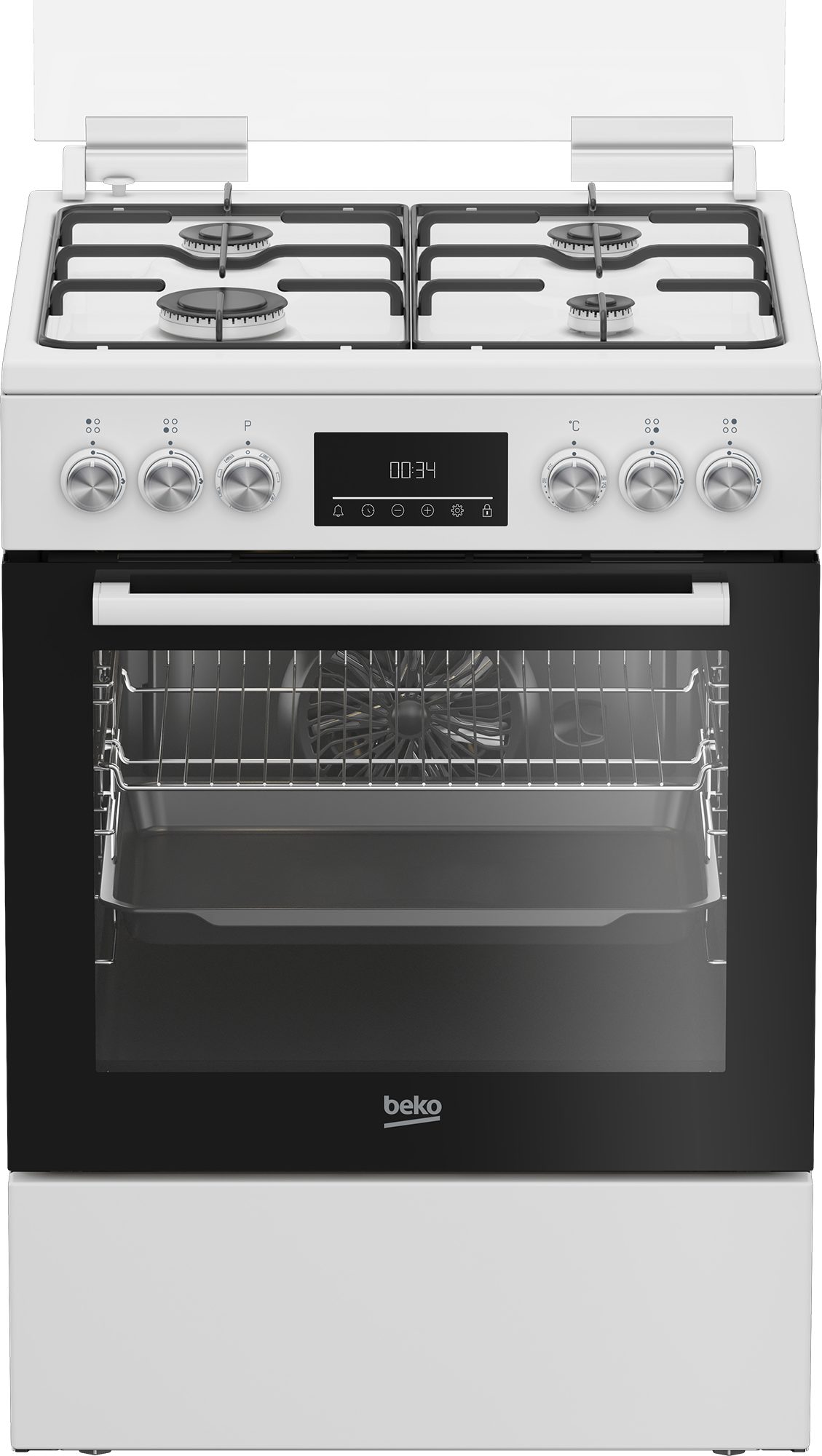BEKO Gas-Standherd FBM62320WDSL, mit Teleskopauszug nachrüstbar