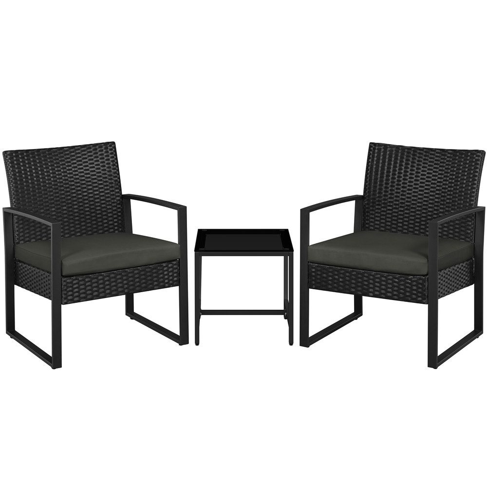 Yaheetech Balkonset, 3-teilig Polyrattan Sitzgruppe mit