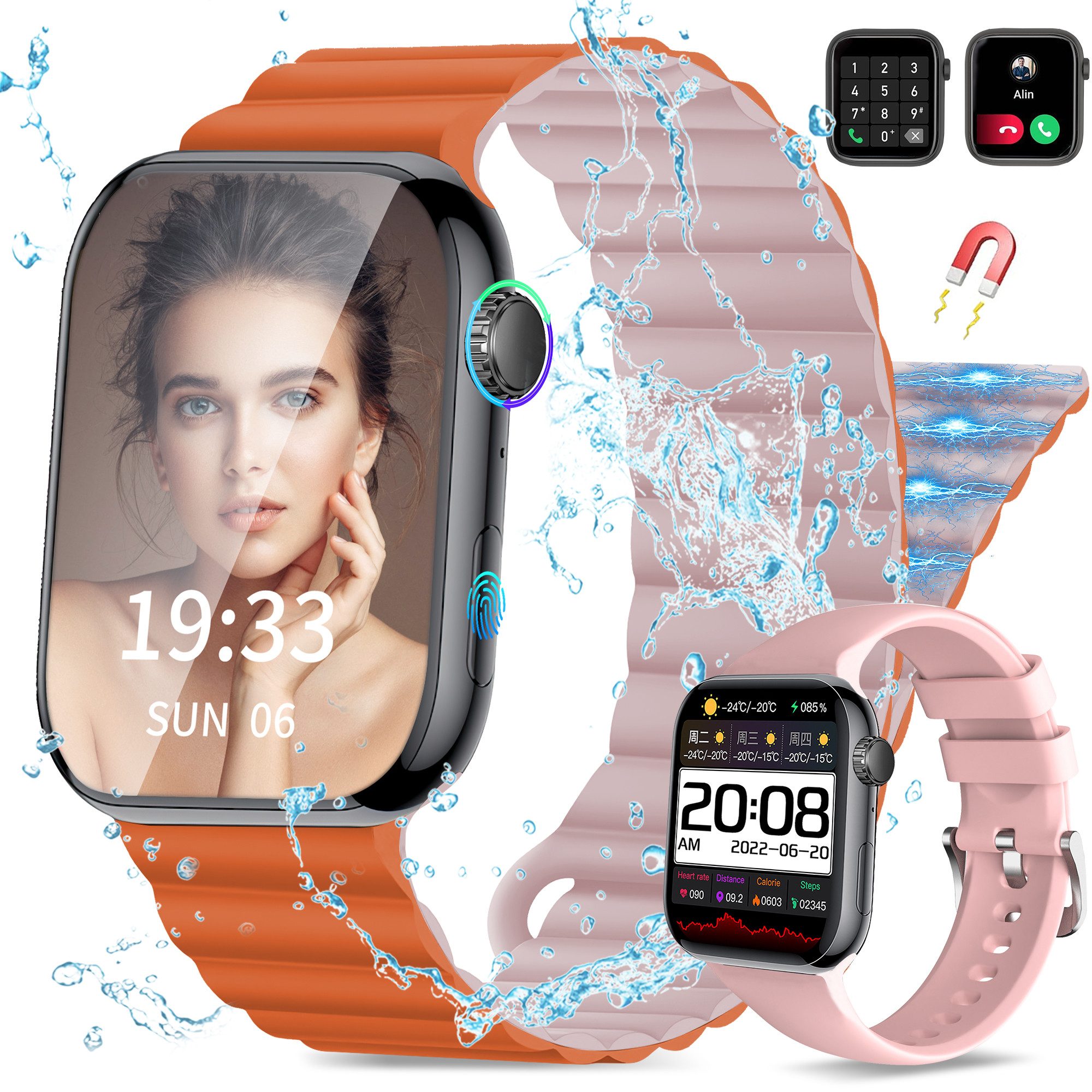 ibettertec Smartwatch Damen Herren Smartwatch Fitnessuhr