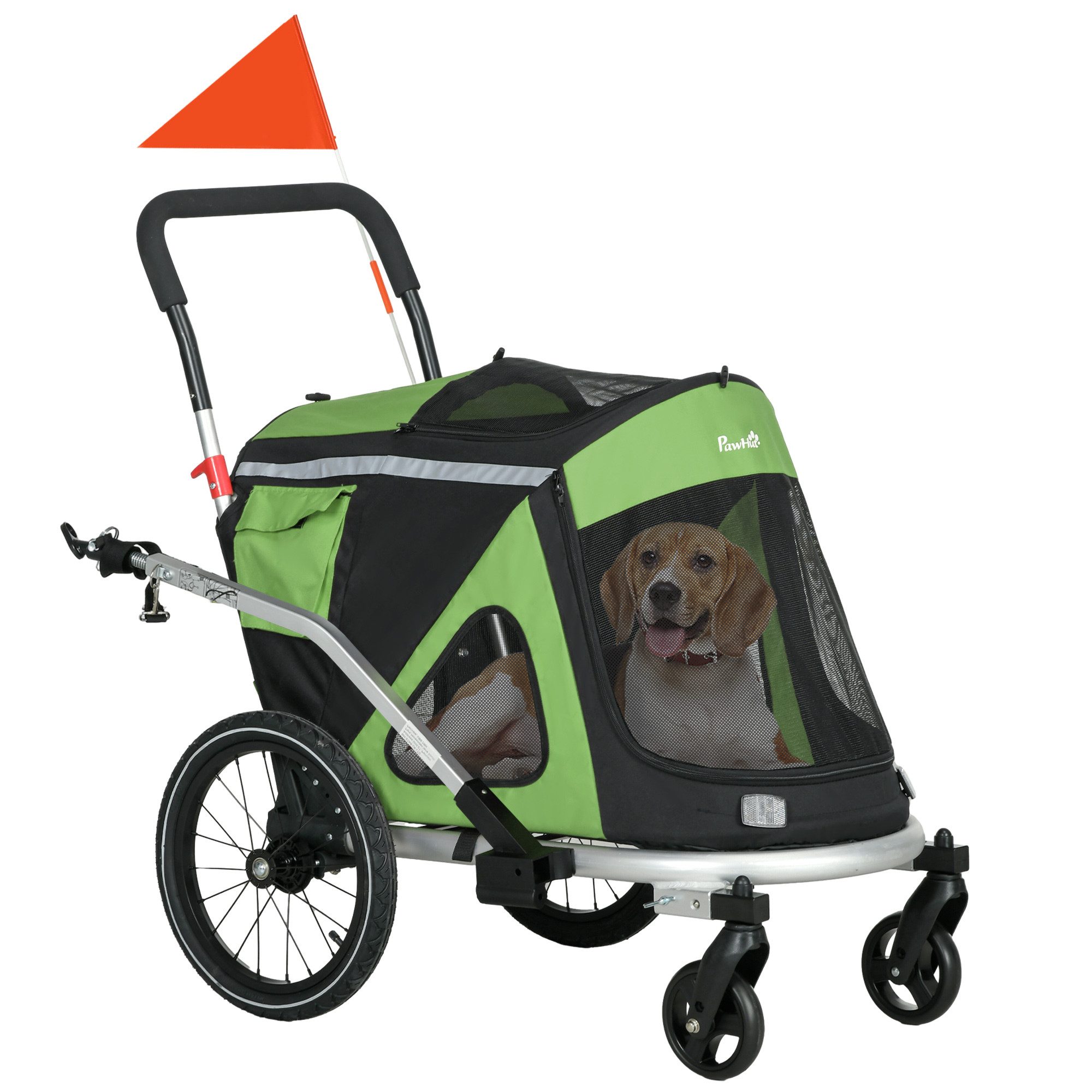 PawHut Fahrradhundeanhänger Hundeanhänger Hundebuggy mit Sicherheitsleine,