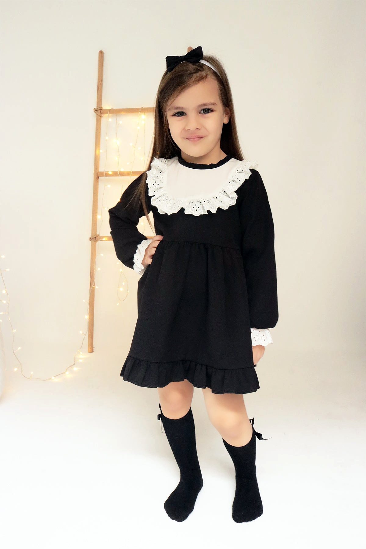Parla Kids Kleid & Haarband Schwarzes
