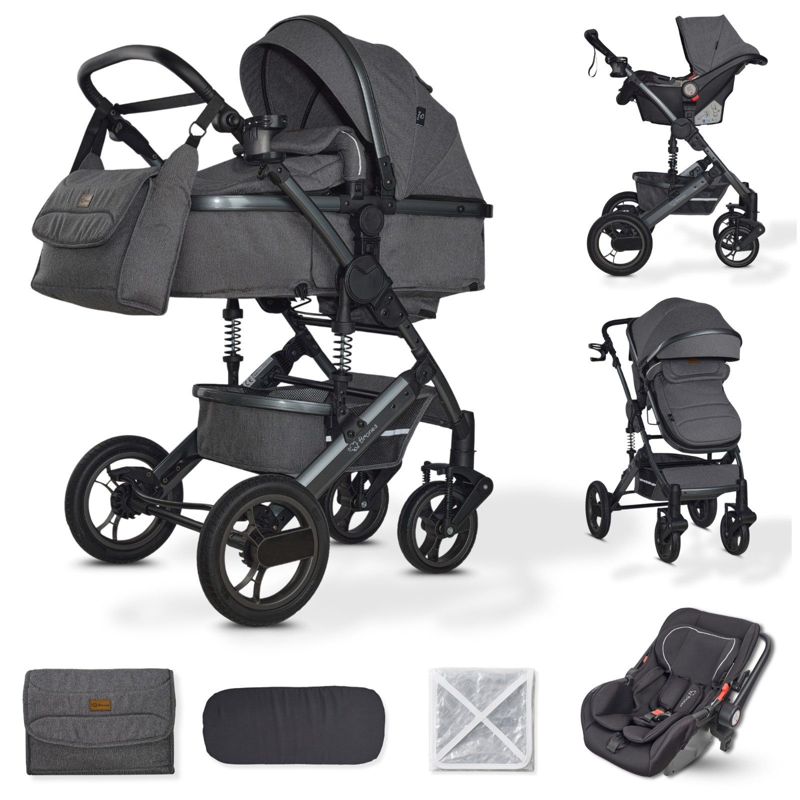 Bronea Kombi-Kinderwagen EXQUISE 2.0 Kinderwagen 3in1