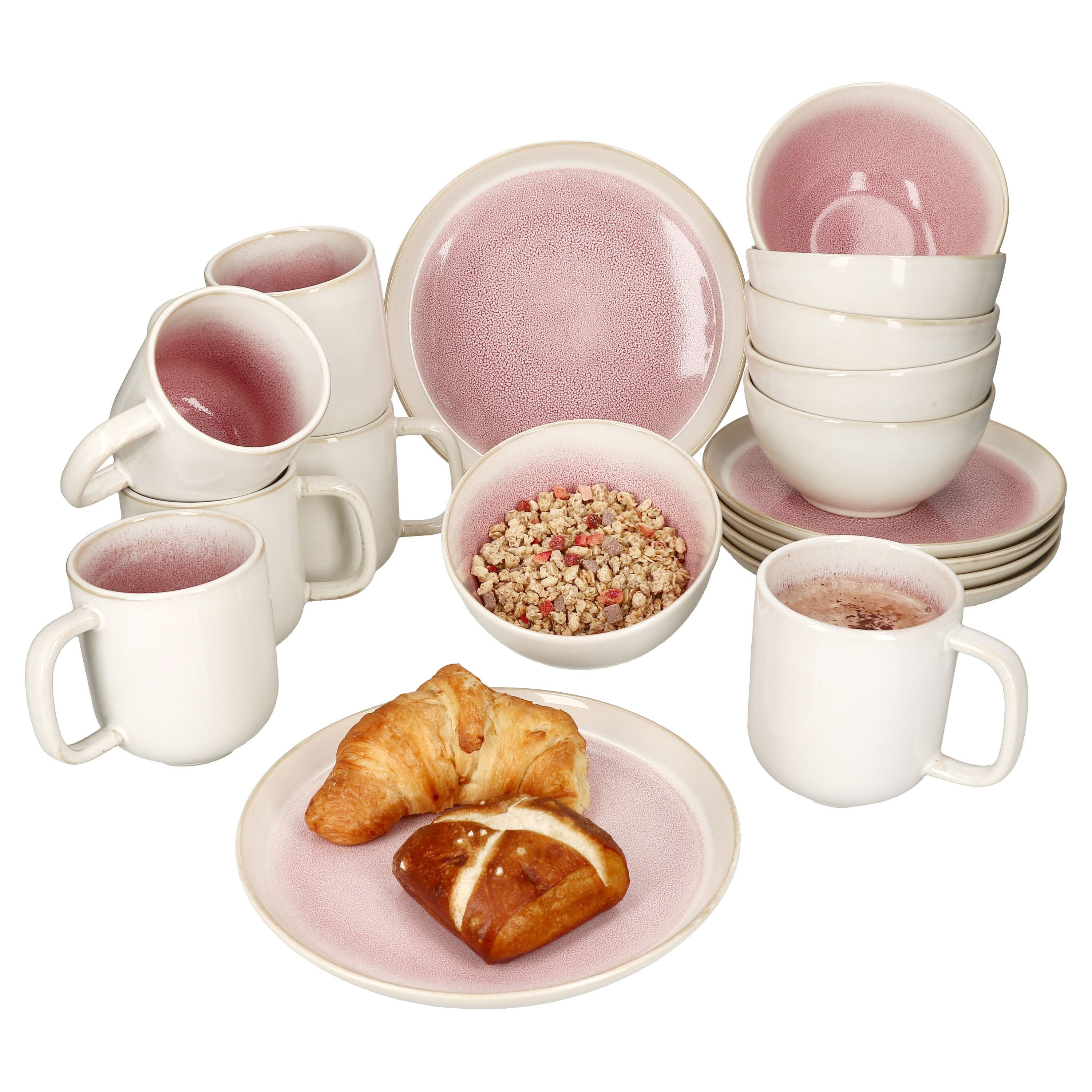 MamboCat Frühstücks-Geschirrset 18tlg Frühstücksset Reactive Glaze