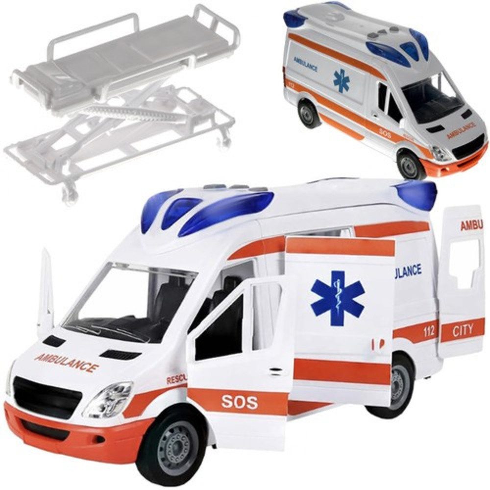 KRUZZEL Spielzeug-Krankenwagen Spielzeugauto mit Liege, (Set,