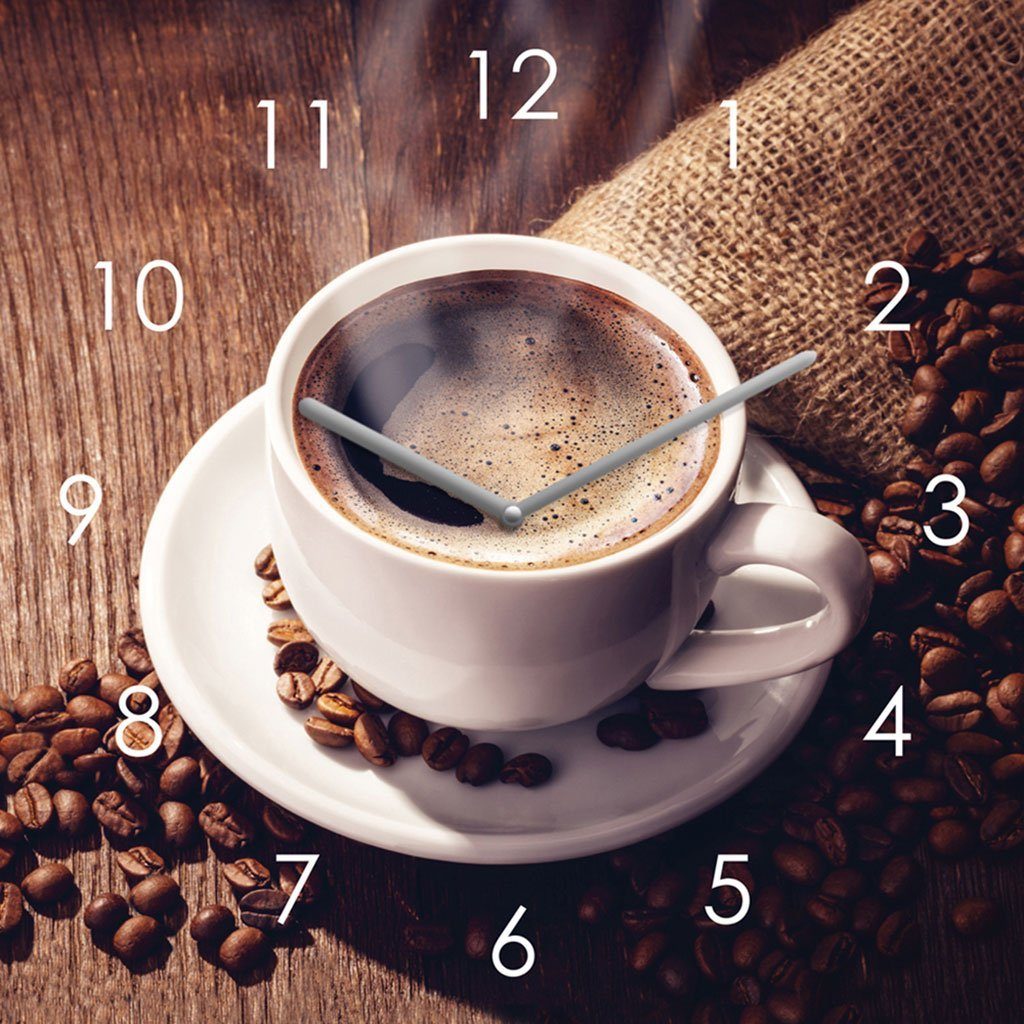 Levandeo® Wanduhr (Wanduhr Glas 20x20cm Kaffee