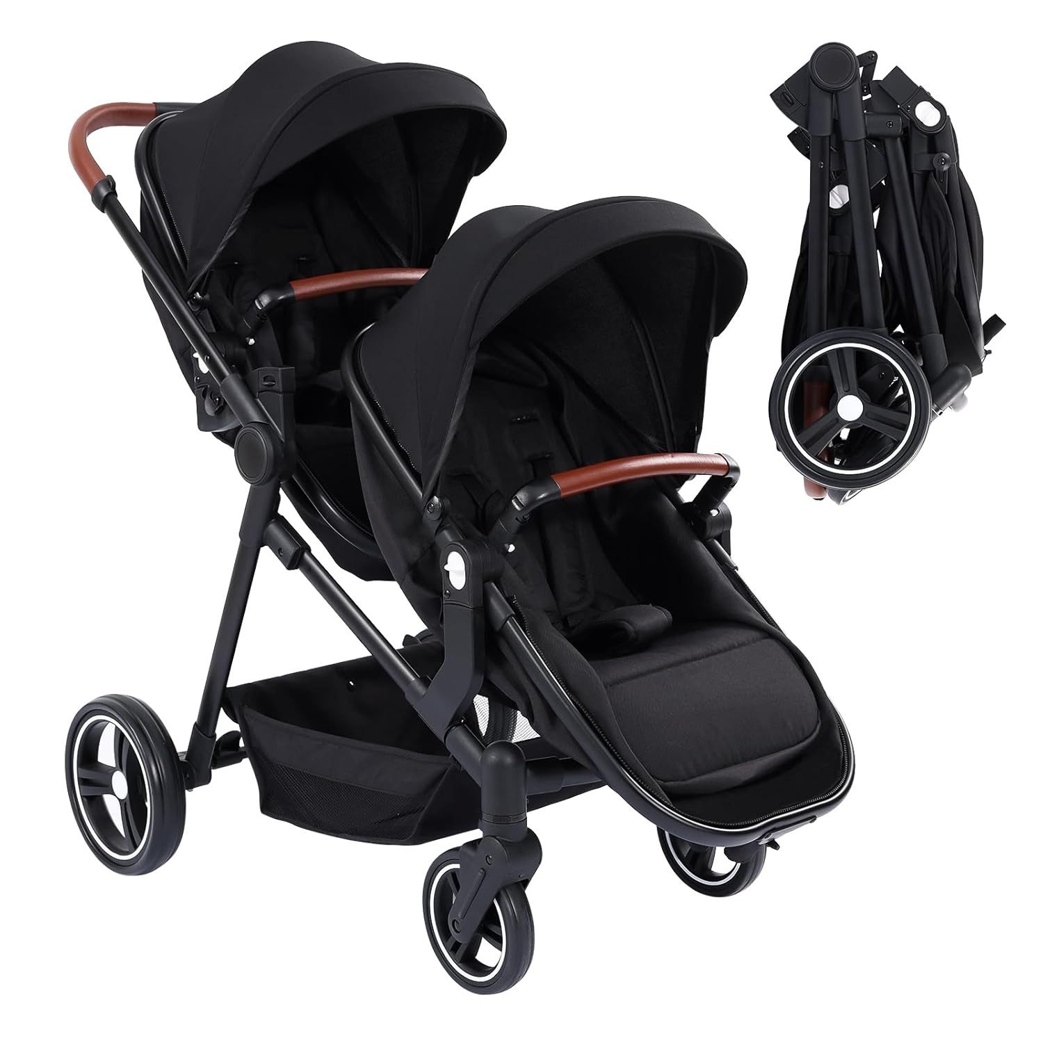 GarveeMore Zwillings-Kombikinderwagen Geschwisterwagen Duo, Zwillingsbuggy für