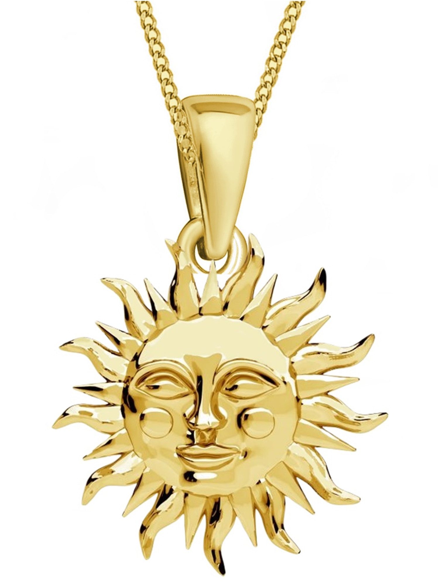 Goldene Hufeisen Goldkette Sonne Kette Anhänger