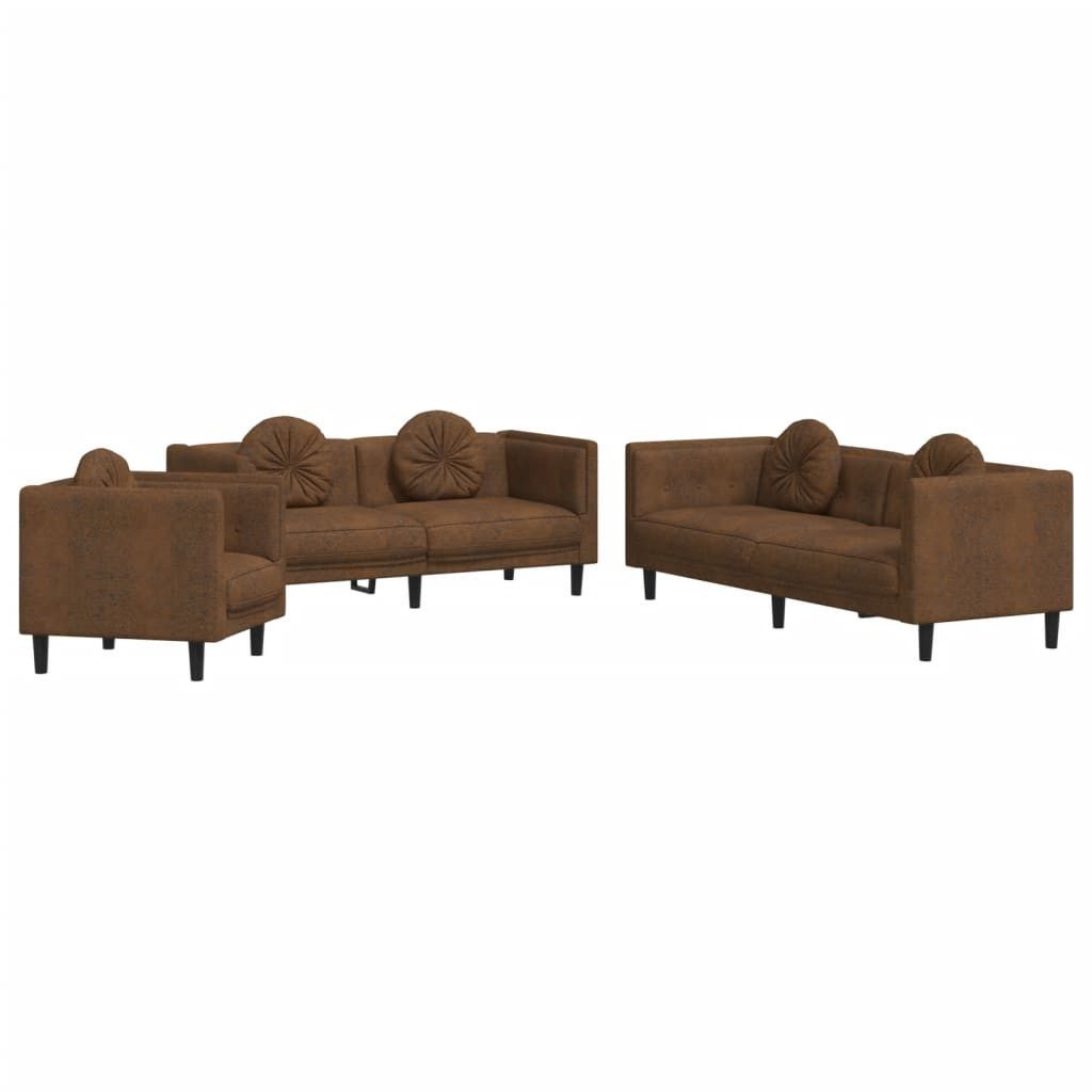 vidaXL Sofa, 3-tlg. Sofagarnitur mit Kissen