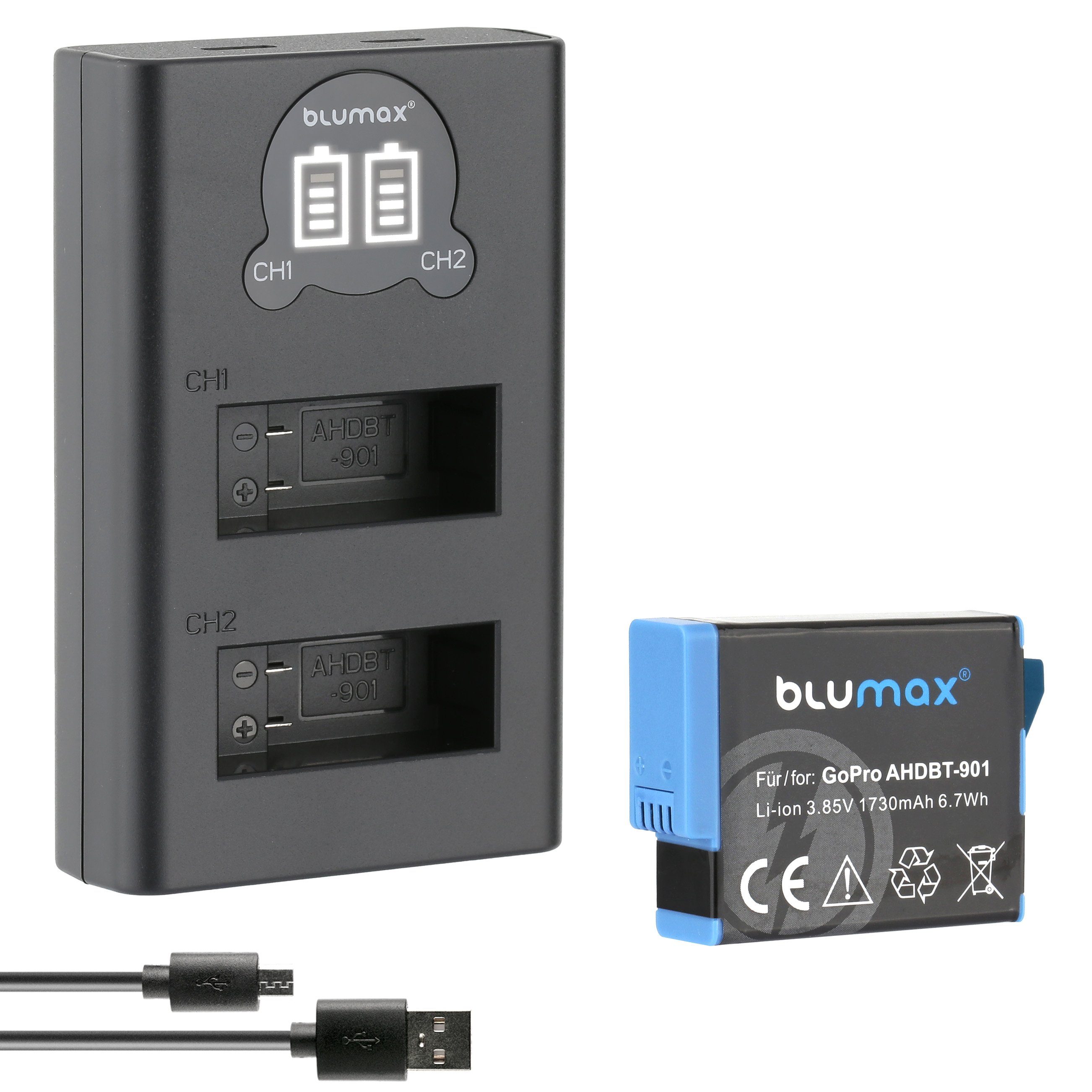 Blumax Akku + Lader für GoPro