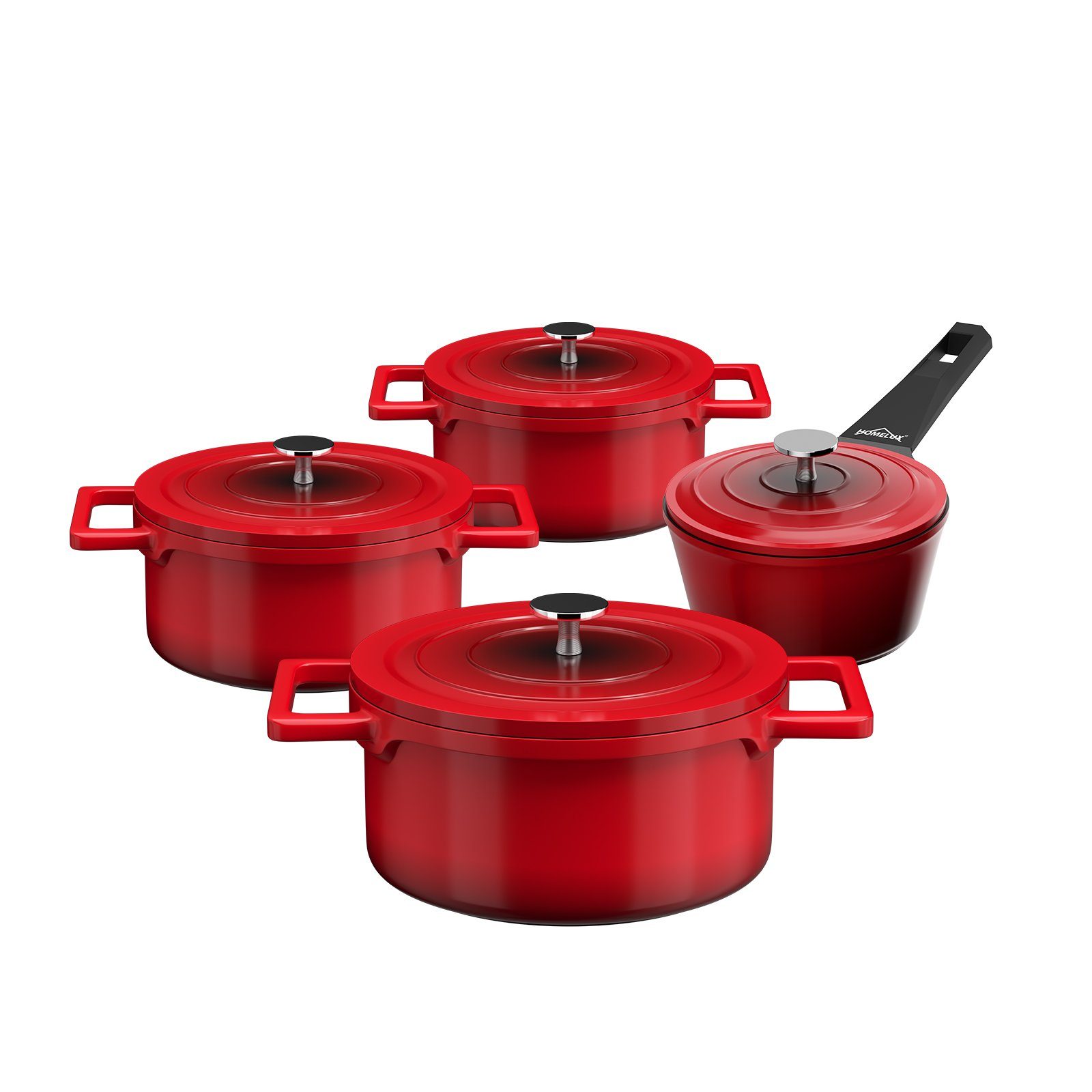 HOMELUX Topf-Set Rot Topf Induktions Kochtöpfe