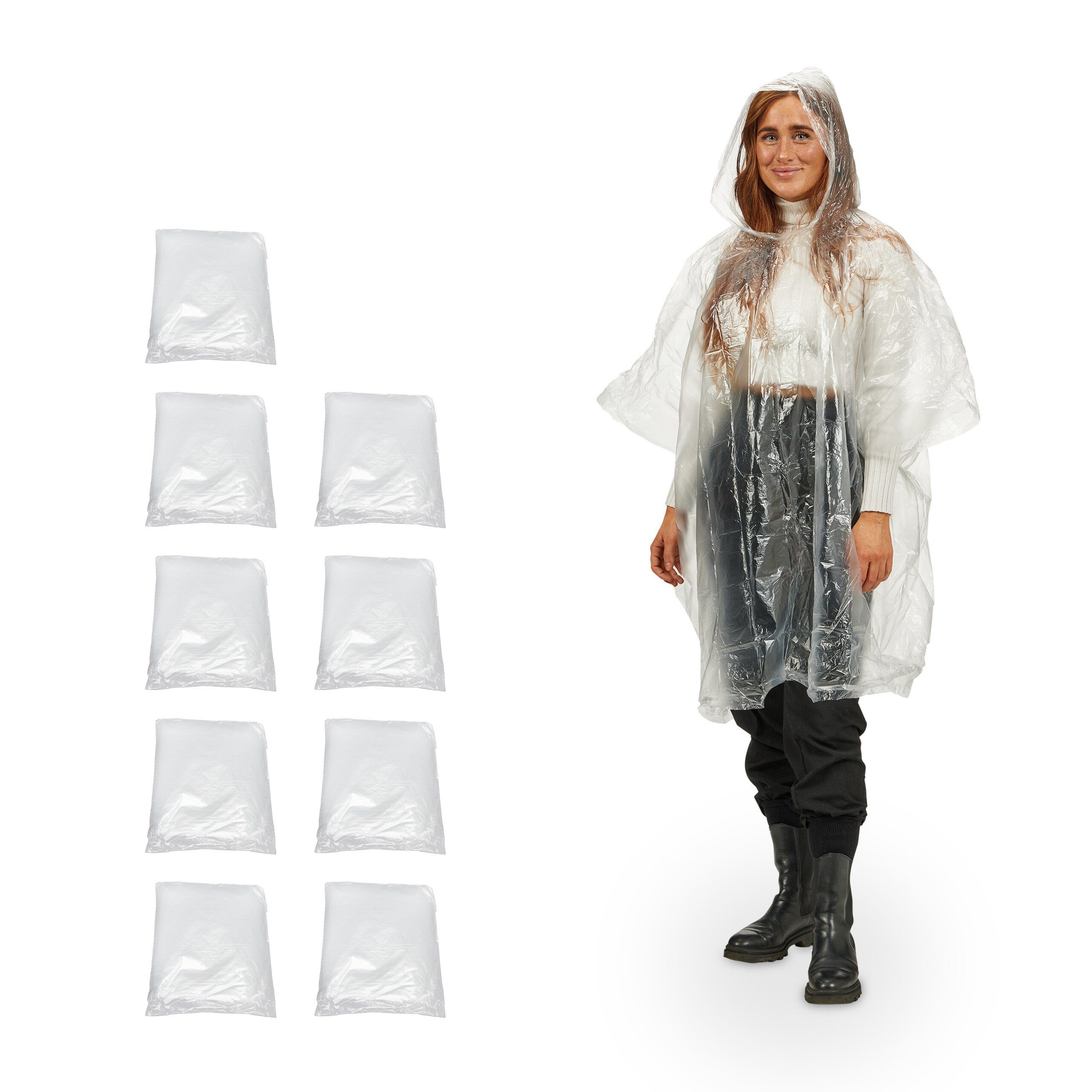 relaxdays Regenponcho Einweg Regenponcho 10er Set