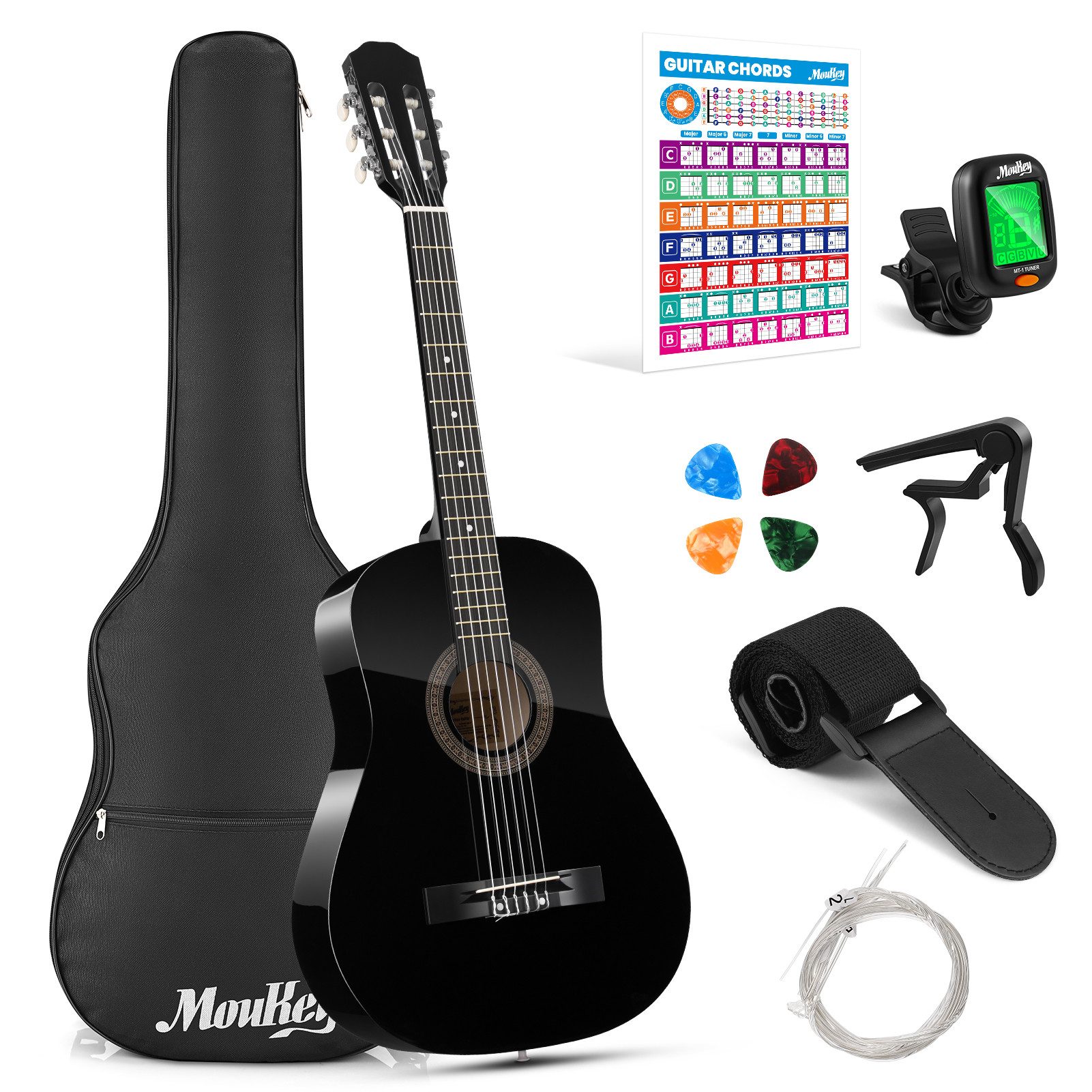 Moukey Akustikgitarre Kinder Gitarre 38' Set