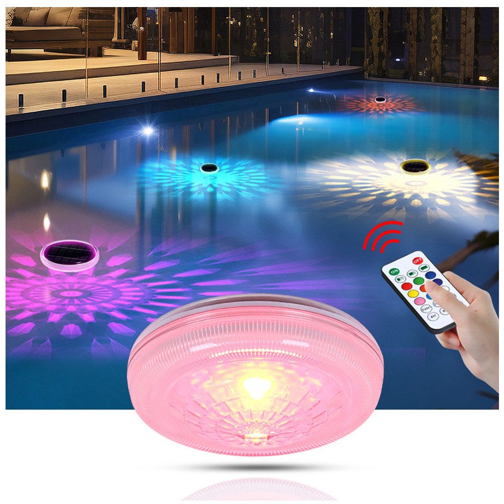 QUBEBU Pool-Lampe 2er Pool-Lampe Solar Schwimmend