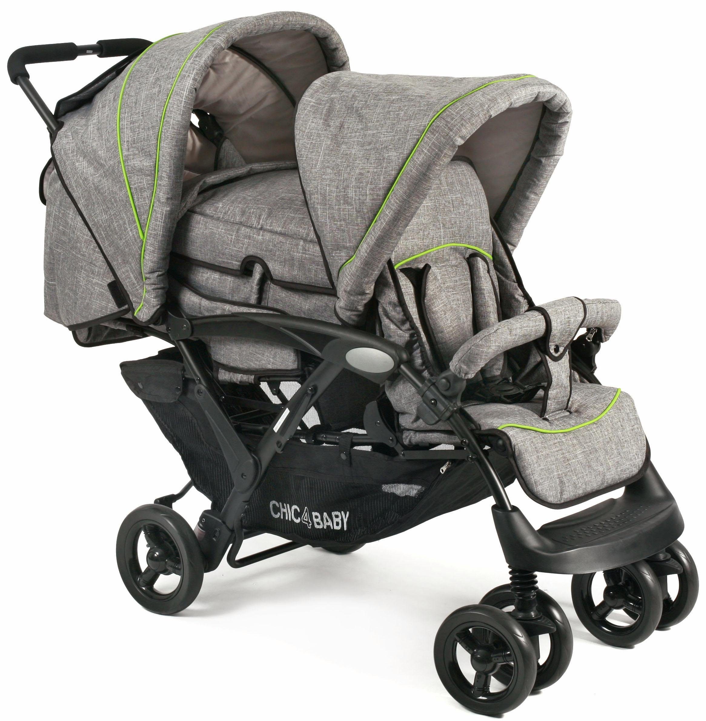 CHIC4BABY Geschwisterwagen Duo, jeans grey, mit