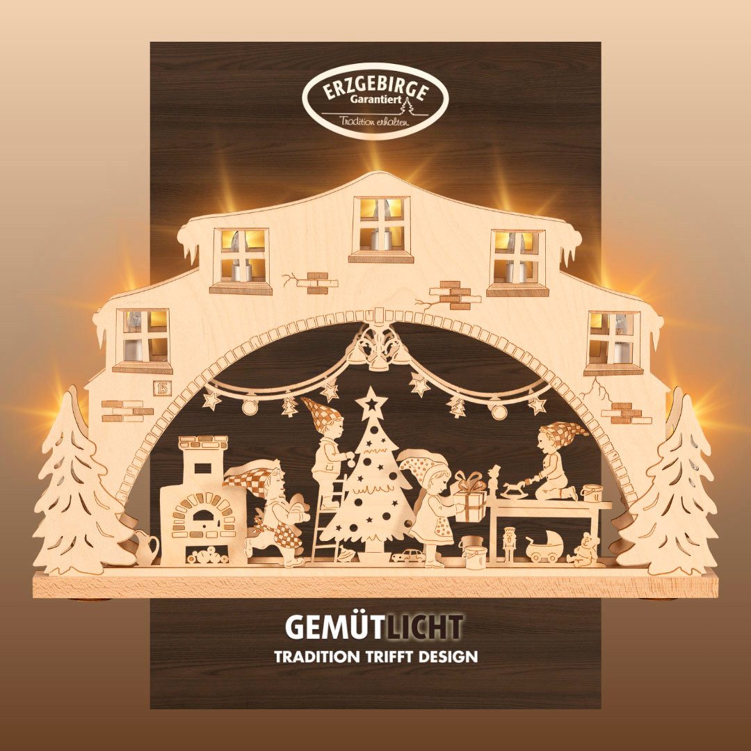 Weigla LED Schwibbogen Wichtelwerkstatt, Lichterbogen aus