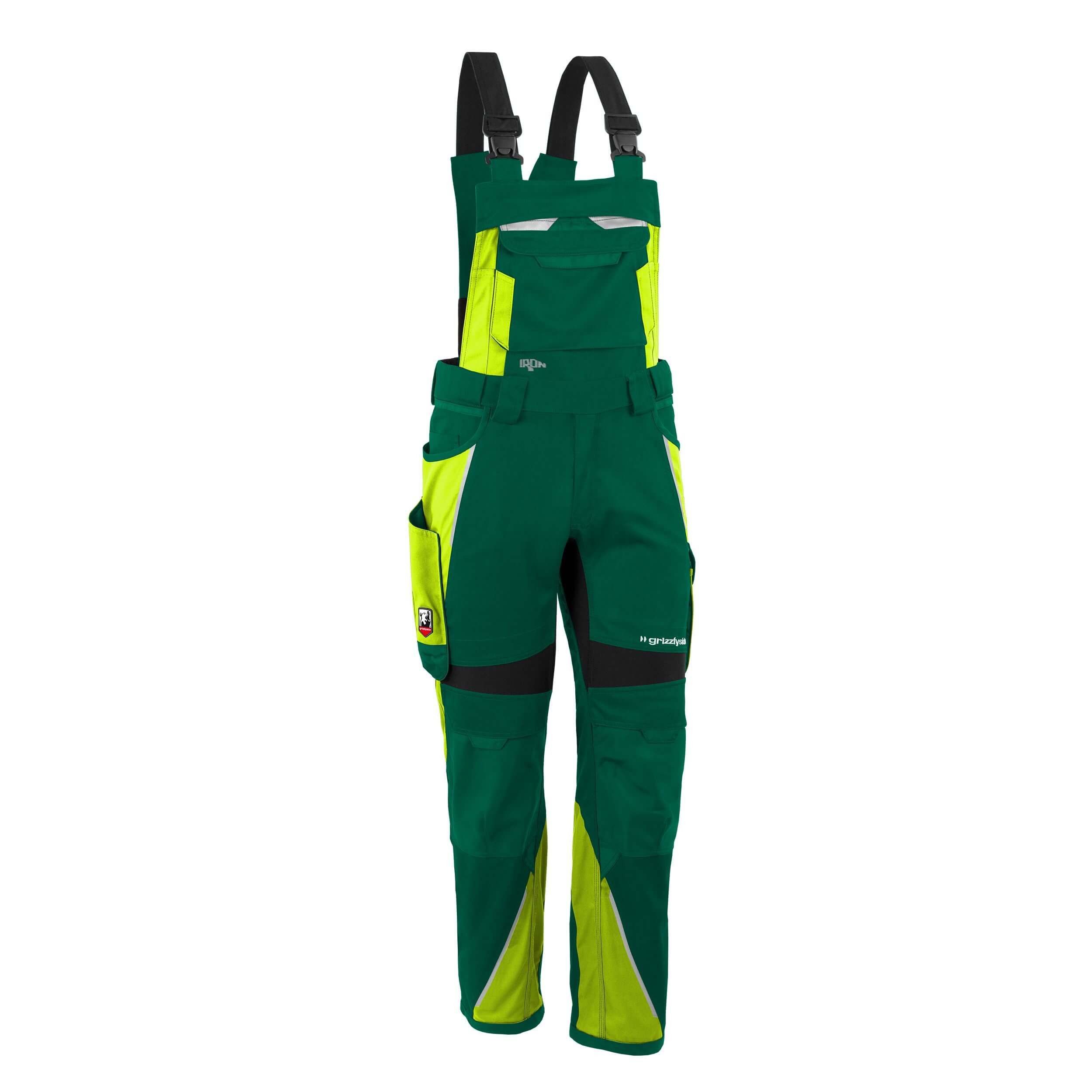 Qualitex Workwear Arbeitslatzhose Latzhose 'IRON' grün/warngelb,